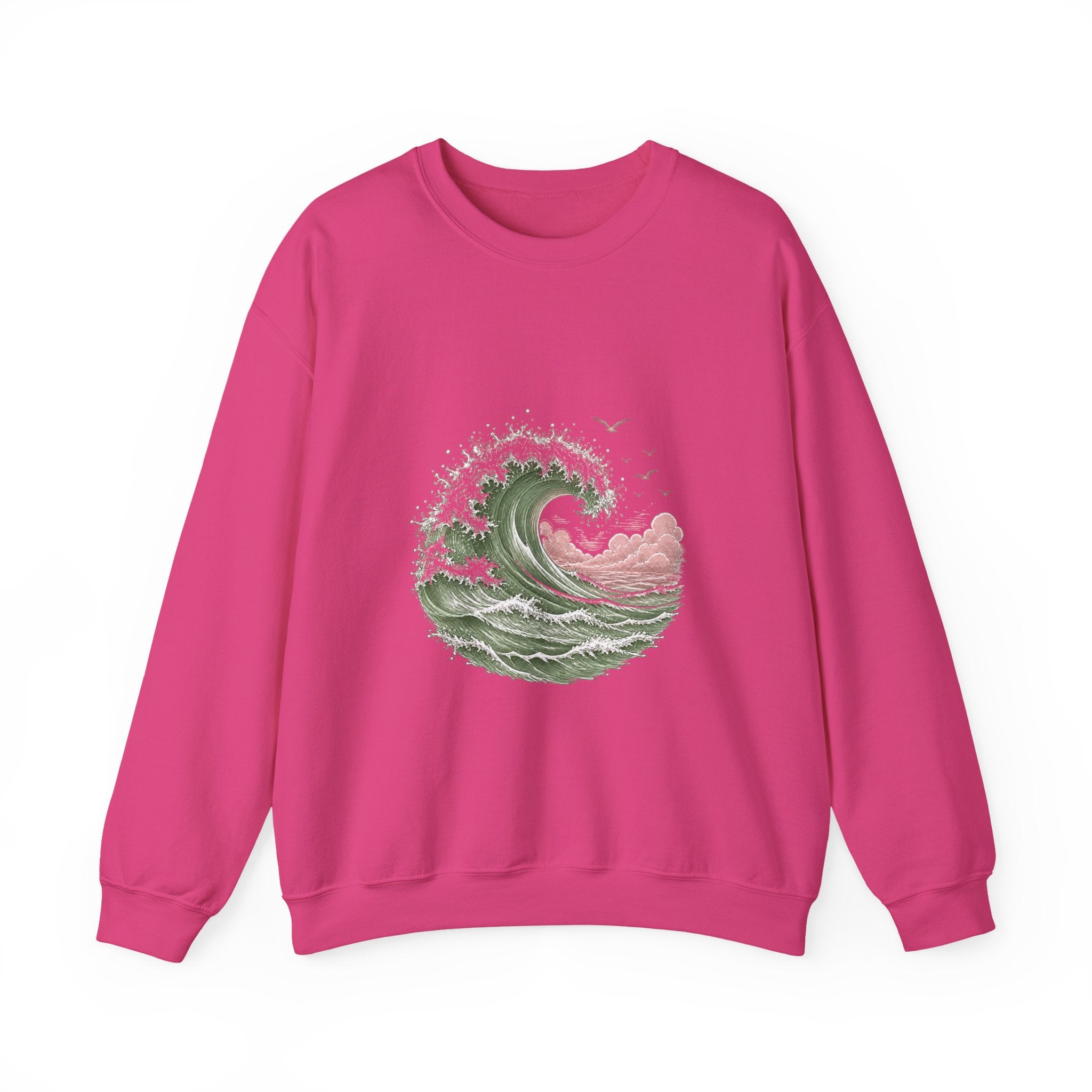 Matching Couple Sweatshirt - Mountain & Ocean Matching Couple Comfort Colors Crew Hand-Drawn Art His Hers Anniversary Gift - Design B