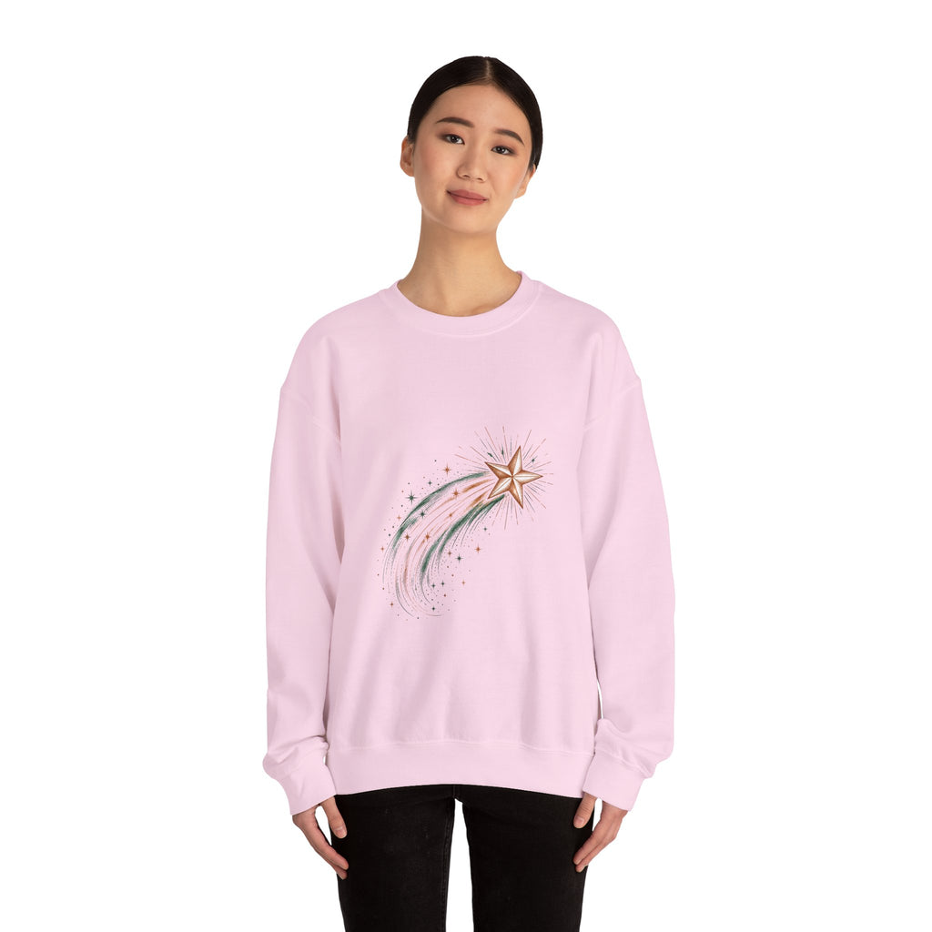 Matching Couple Sweatshirt - Shooting Star & North Star Matching Couple Comfort Colors Crew Hand-Drawn Art His Hers Anniversary Gift - Design A