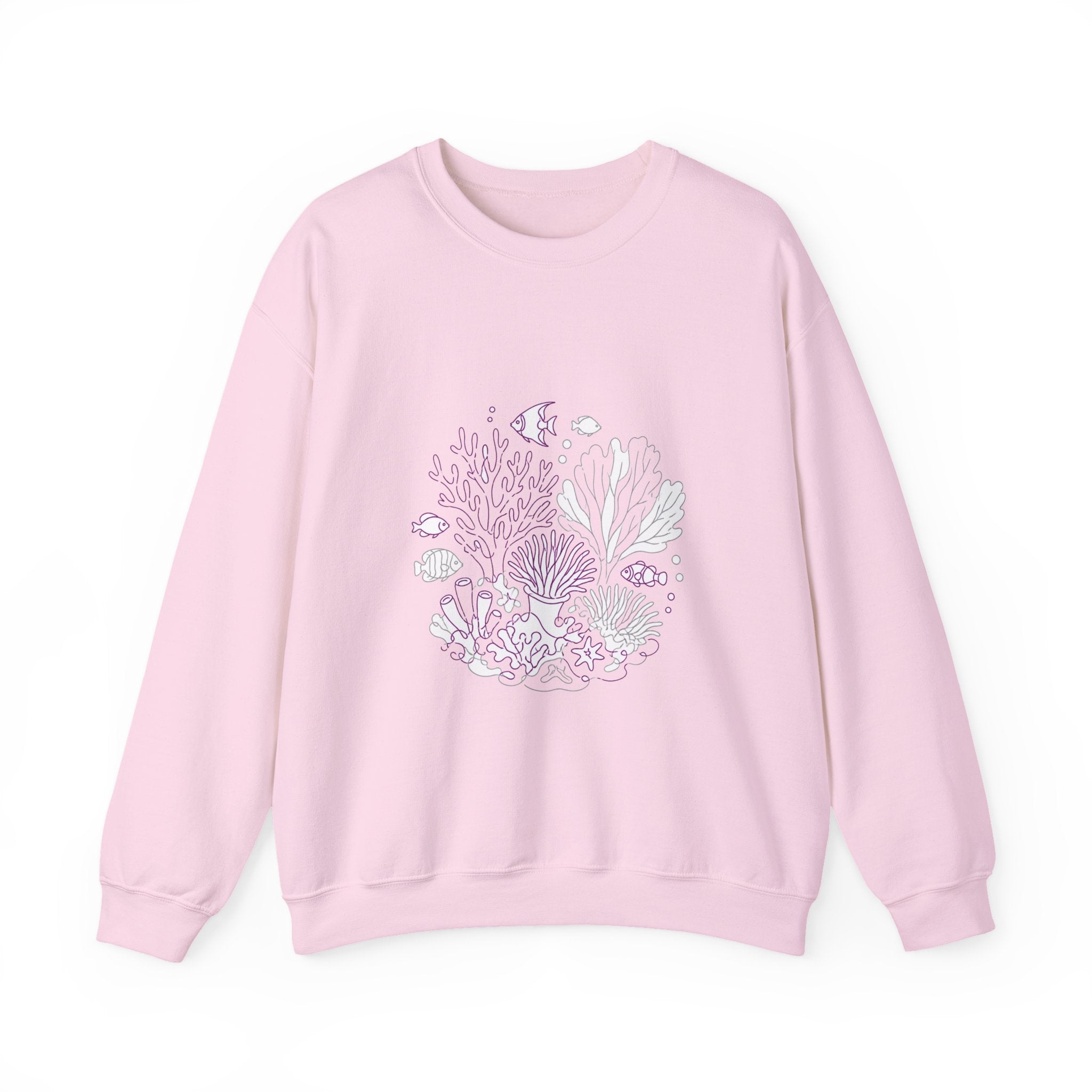 Matching Couple Sweatshirt - Coral Reef & Deep Sea Matching Couple Premium Fleece Sweatshirt Minimalist Art His Hers Christmas Gift - Design A