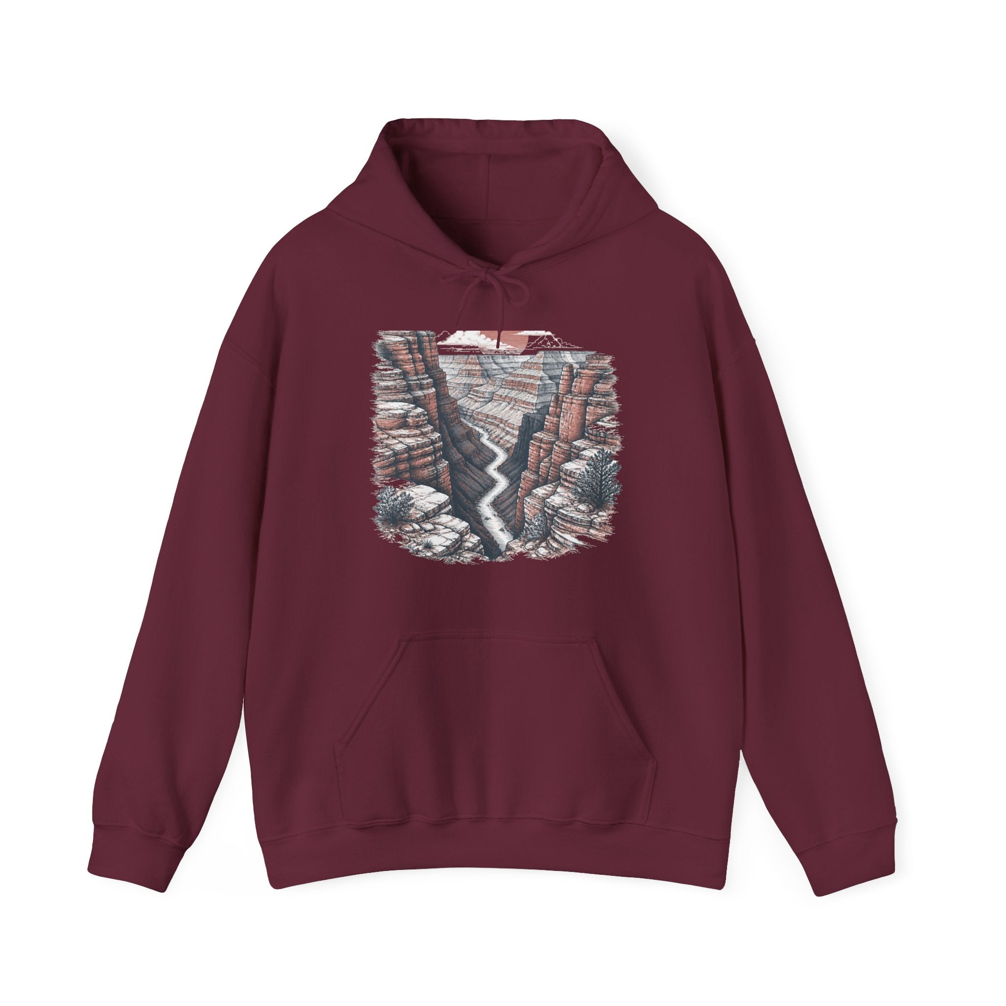 Matching Couple Sweatshirt - Lavender Fields & Canyon Matching Couple Hooded Sweatshirt Hand-Drawn Art His Hers Best Friend Gift - Design B