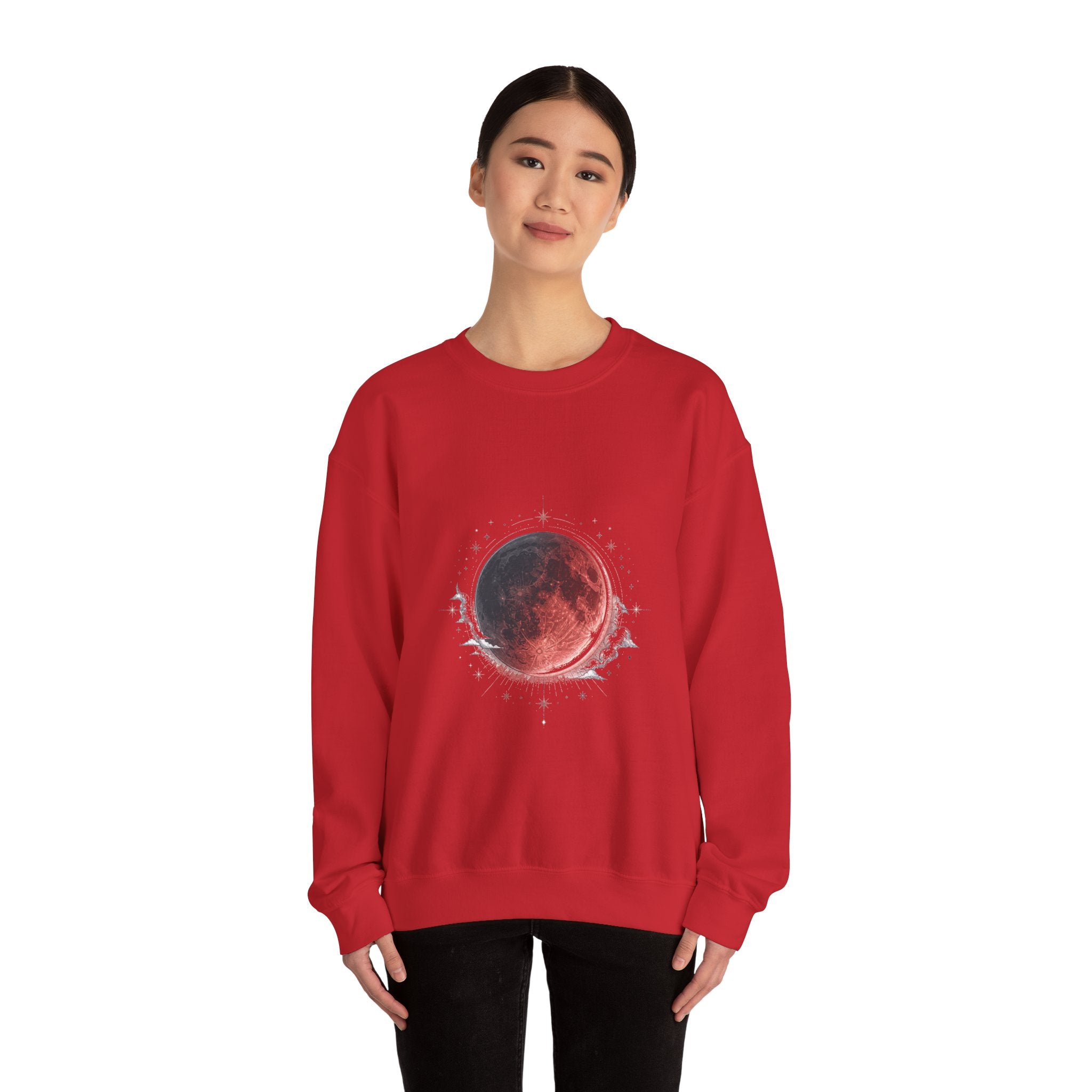 Matching Couple Sweatshirt - Solar & Lunar Eclipse Matching Couple Comfort Colors Crew Hand-Drawn Art His Hers Anniversary Gift - Design B