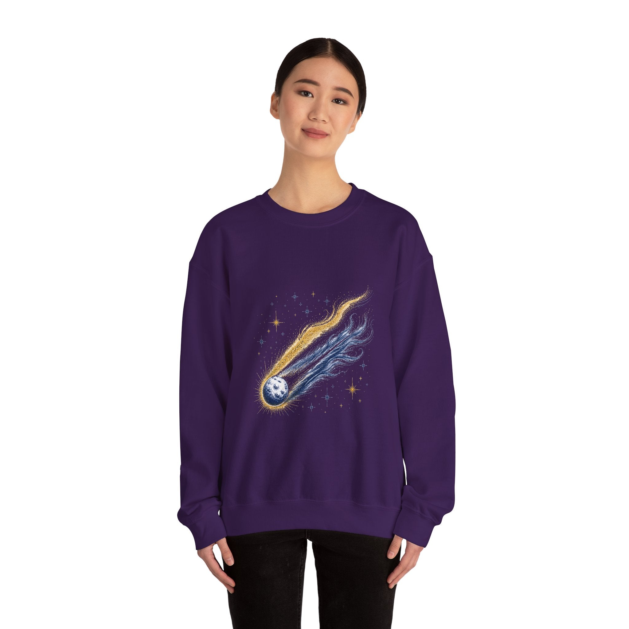 Matching Couple Sweatshirt - Comet & Asteroid Matching Couple Comfort Colors Crew Hand-Drawn Art His Hers Anniversary Gift - Design A