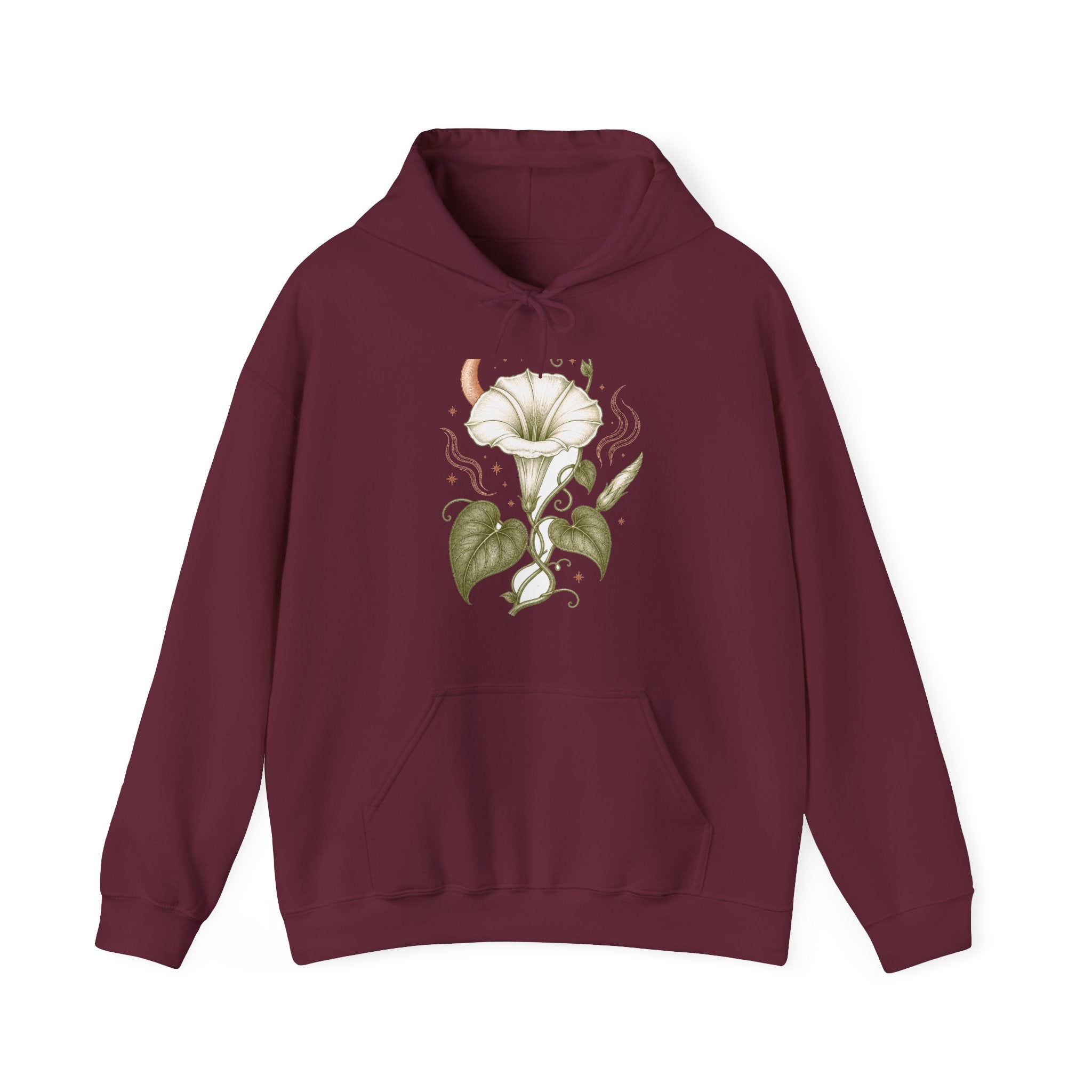 Matching Couple Sweatshirt - Sunflower & Moonflower Matching Couple Hooded Sweatshirt Vintage Art His Hers Wedding Gift - Design B