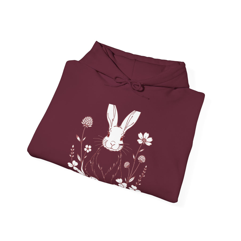 Matching Couple Sweatshirt - Fox & Rabbit Matching Couple Hooded Sweatshirt Minimalist Art His Hers Valentine Gift - Design B