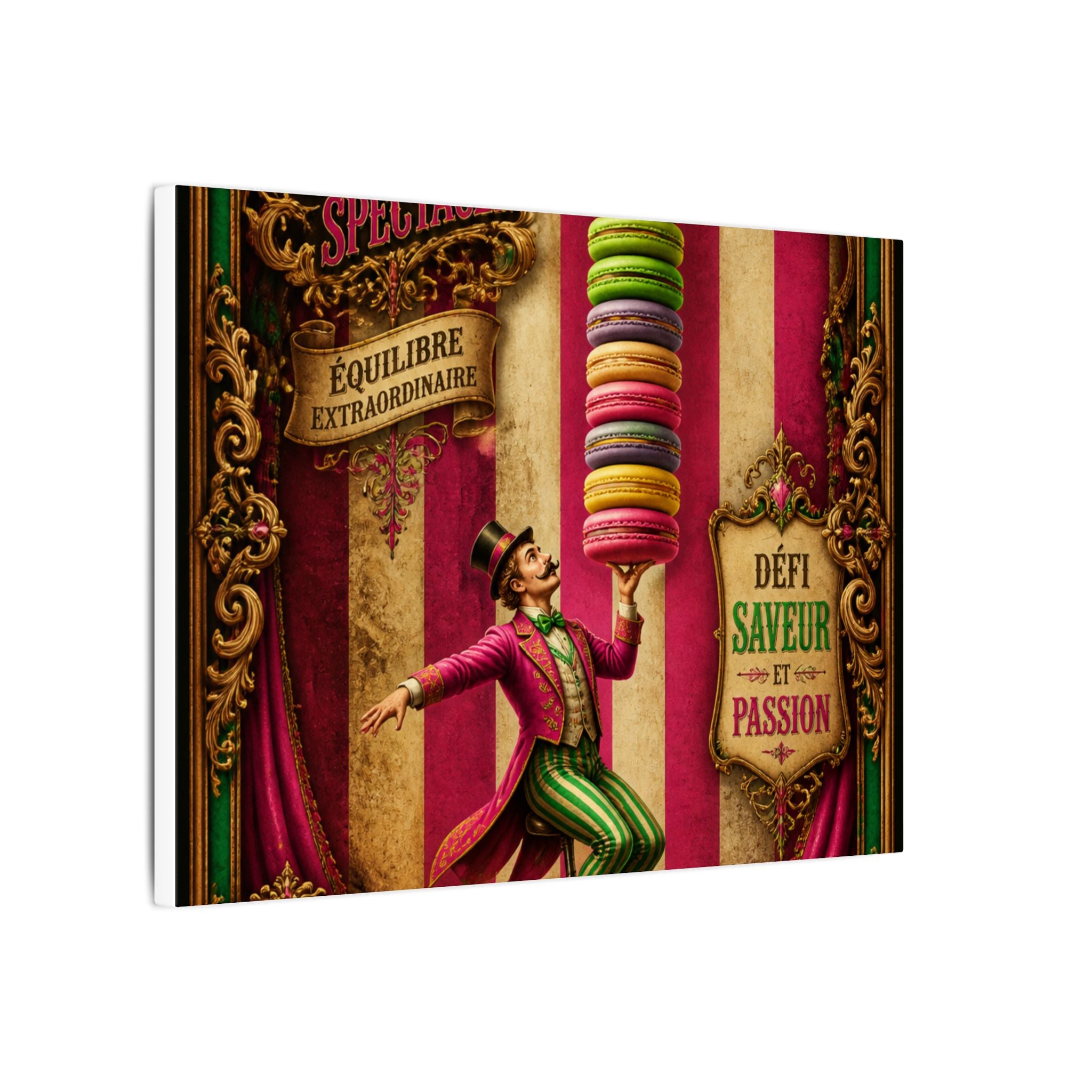 Macaron Balancing Tower Wall Art Canvas 24×36 Baroque Studio Decor Maximalist Print