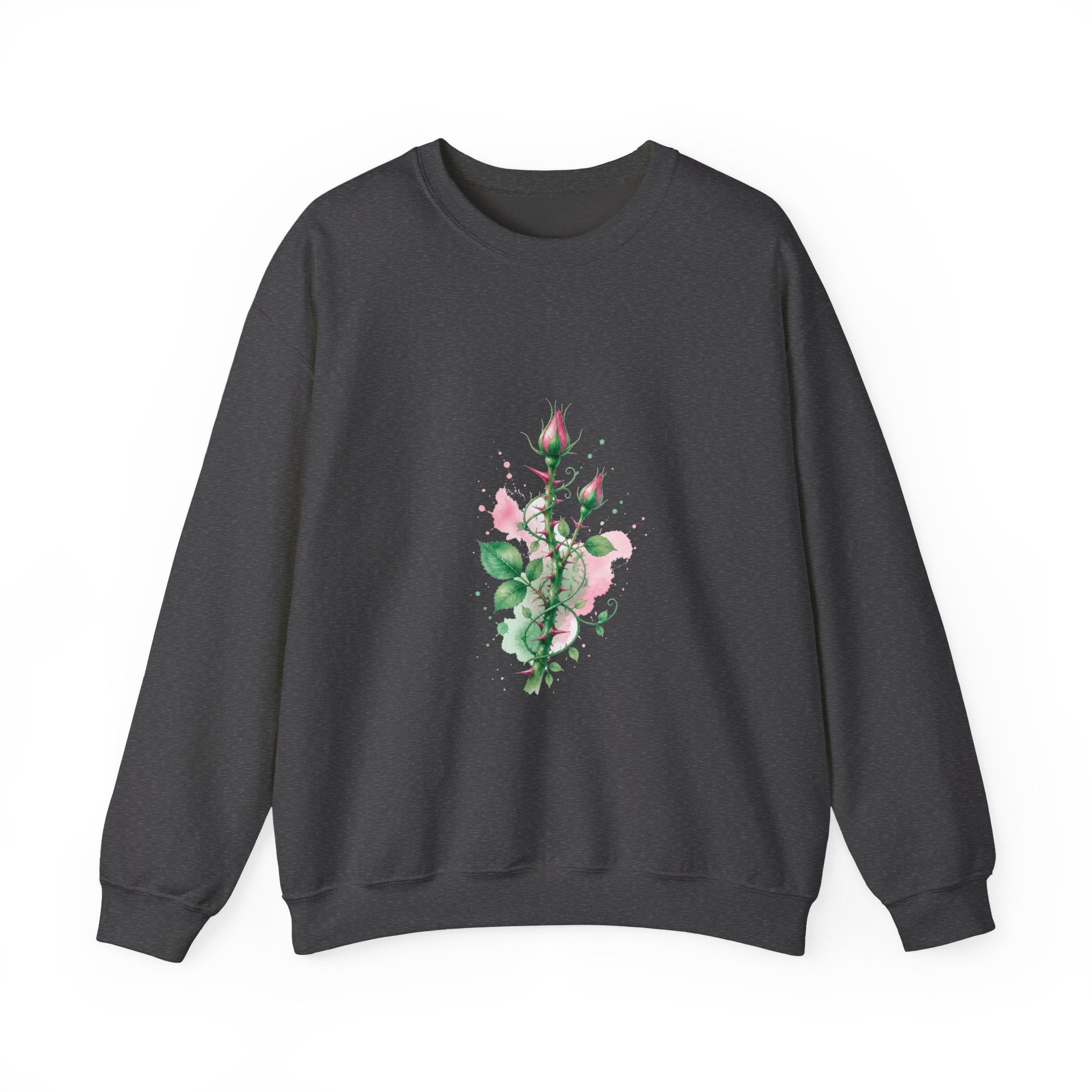 Matching Couple Sweatshirt - Rose & Thorn Matching Couple Comfort Colors Crew Watercolor Art His Hers Birthday Gift - Design B