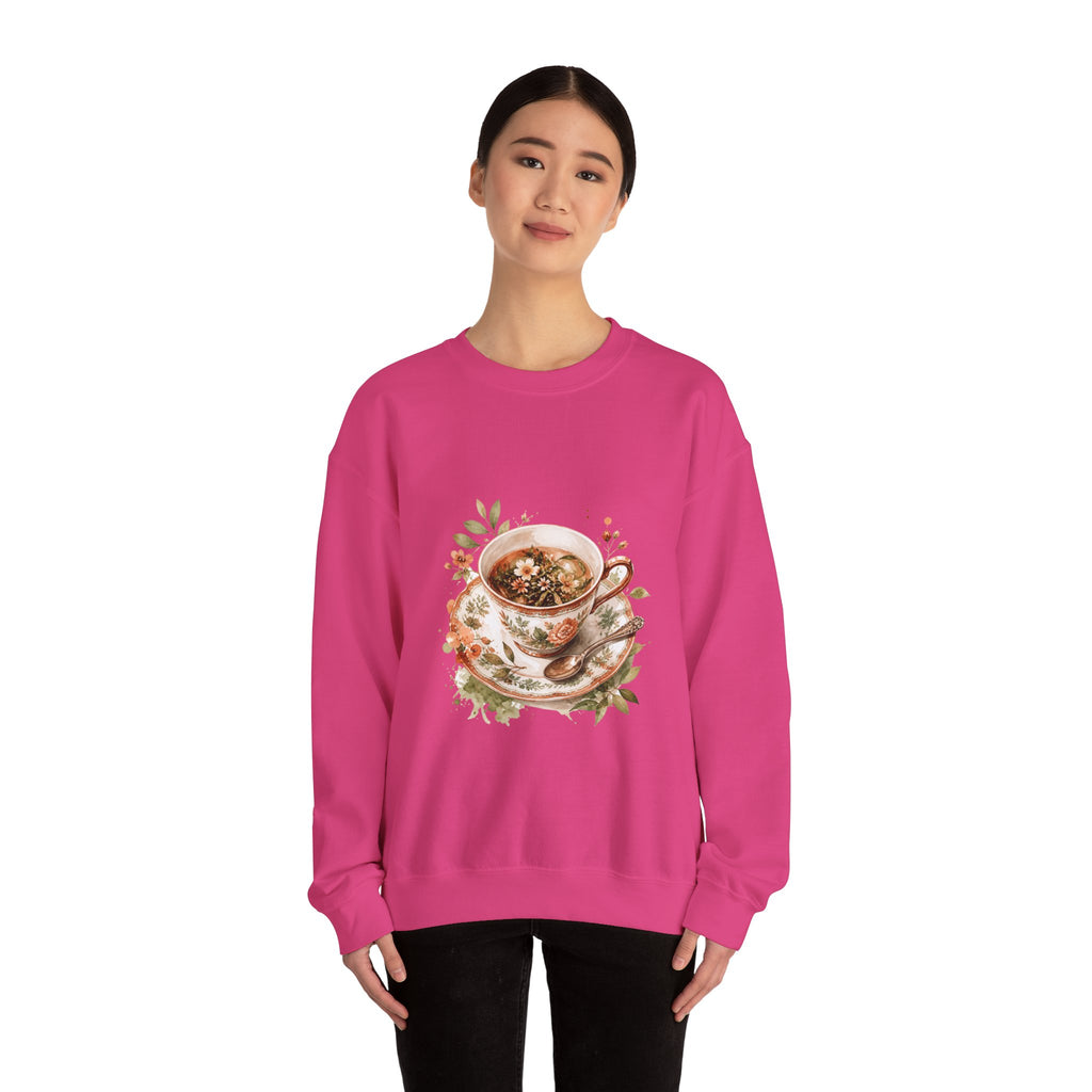 Matching Couple Sweatshirt - Coffee & Tea Matching Couple Crewneck Sweatshirt Watercolor Art His Hers Engagement Gift - Design B