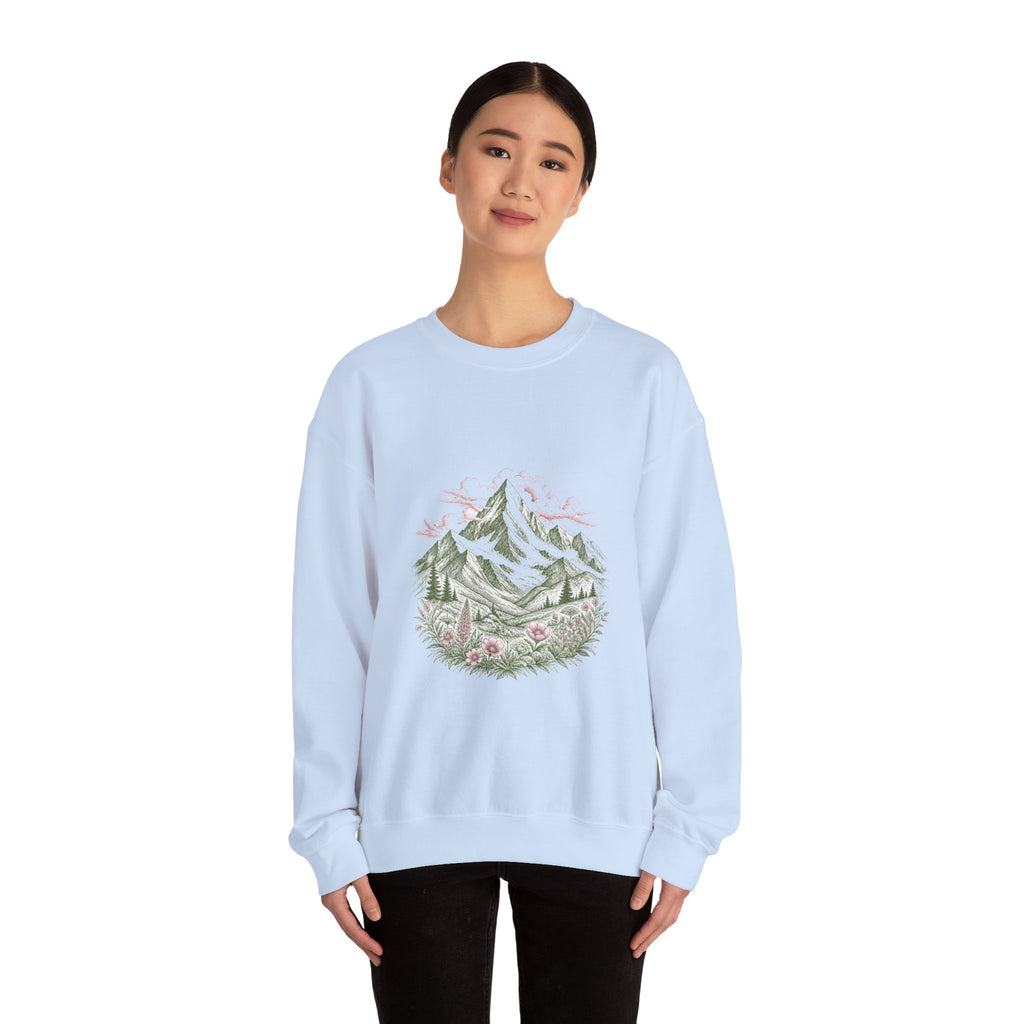 Matching Couple Sweatshirt - Mountain & Ocean Matching Couple Comfort Colors Crew Hand-Drawn Art His Hers Anniversary Gift - Design A