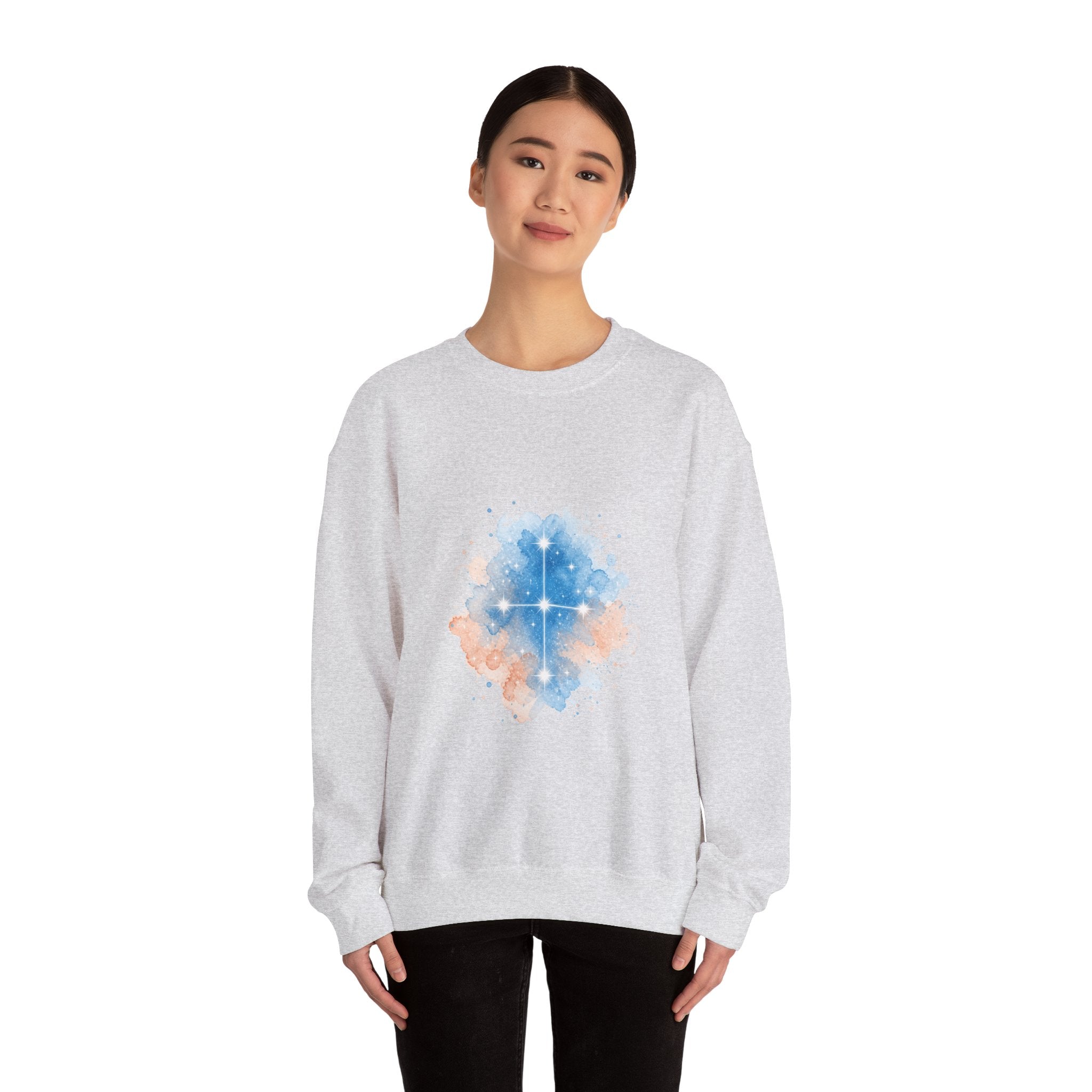 Matching Couple Sweatshirt - Aurora & Southern Cross Matching Couple Comfort Colors Crew Watercolor Art His Hers Birthday Gift - Design B