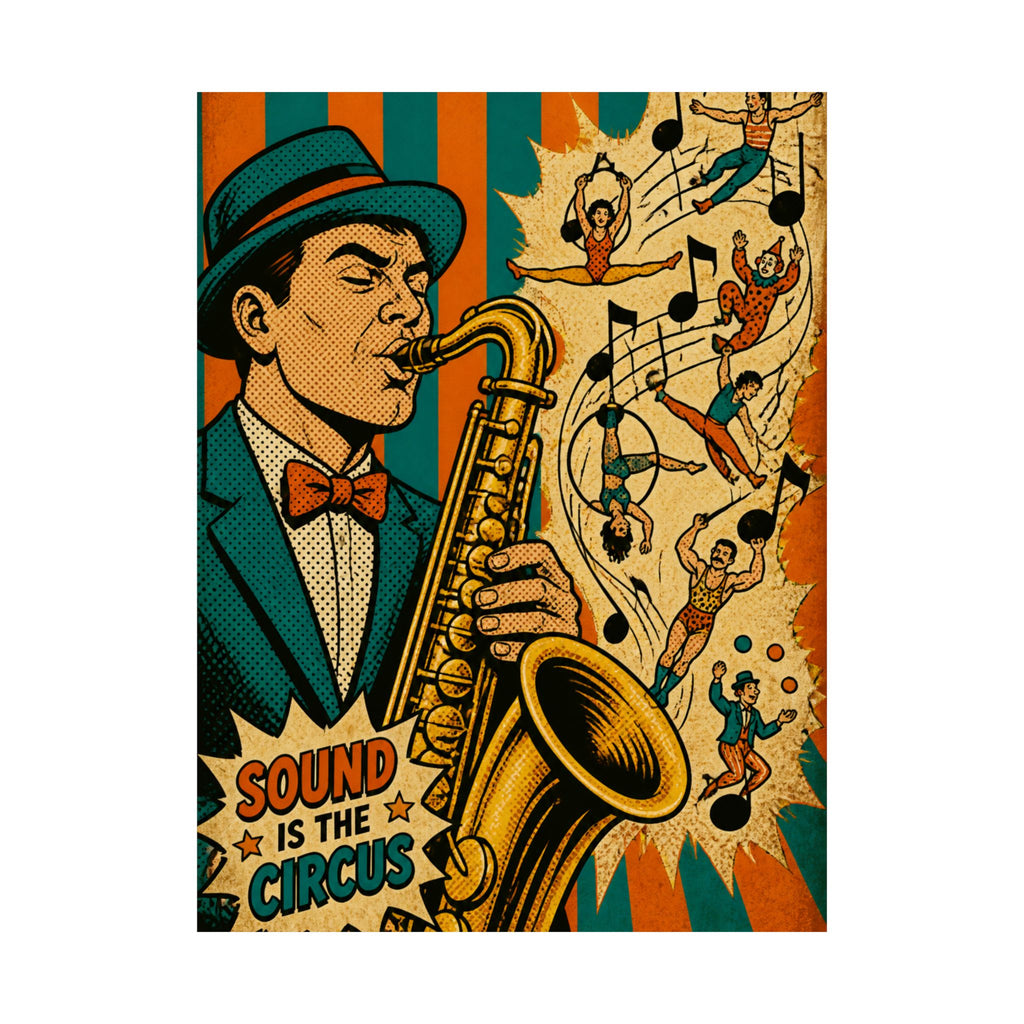 Saxophone Music Circus Wall Art Poster 24×36 Pop Art Restaurant Decor Maximalist Print