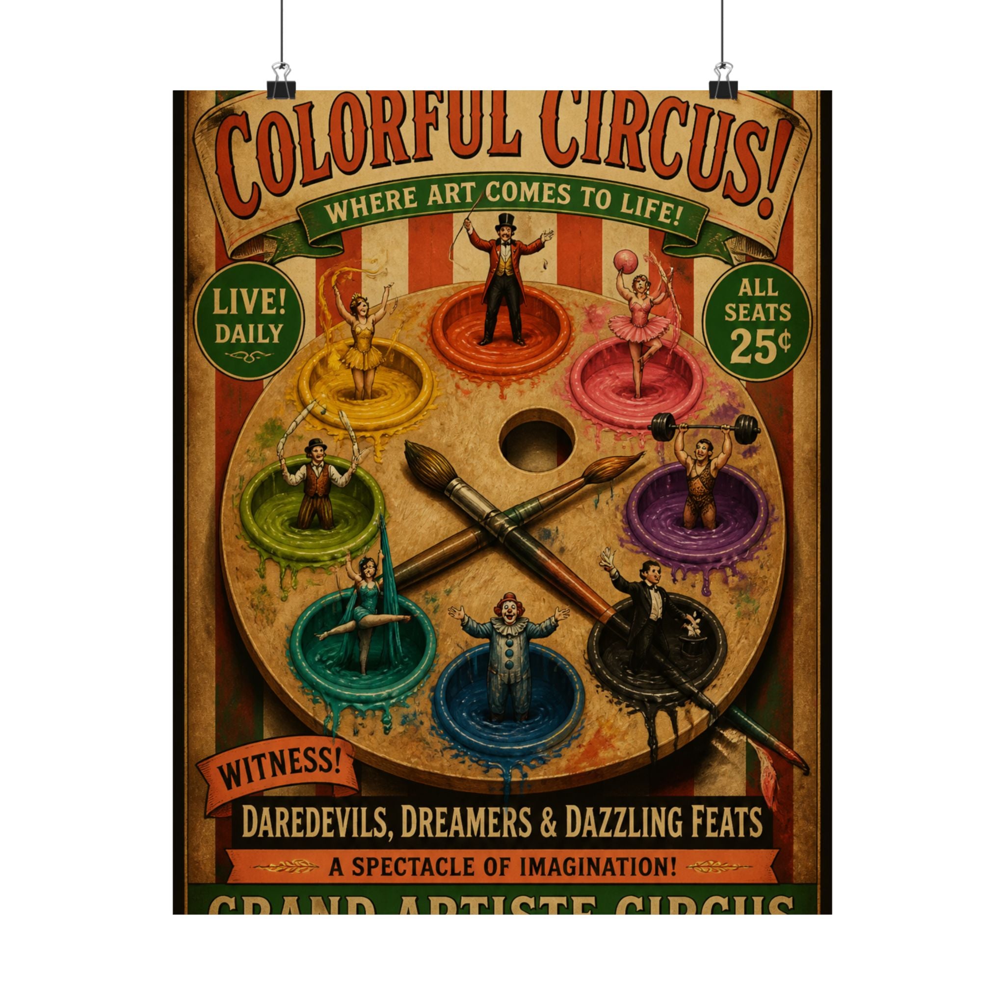 Paint Palette Stage Wall Art Poster 18×24 Vintage Circus Kitchen Decor Maximalist Print