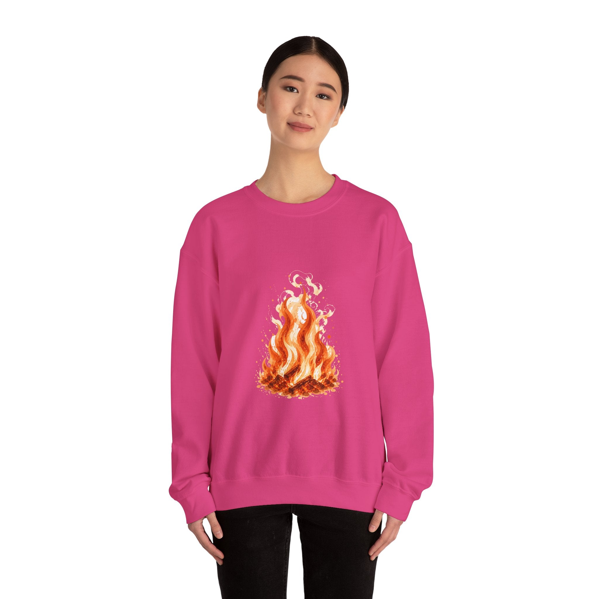 Matching Couple Sweatshirt - Wildfire & Waterfall Matching Couple Comfort Colors Crew Watercolor Art His Hers Birthday Gift - Design A