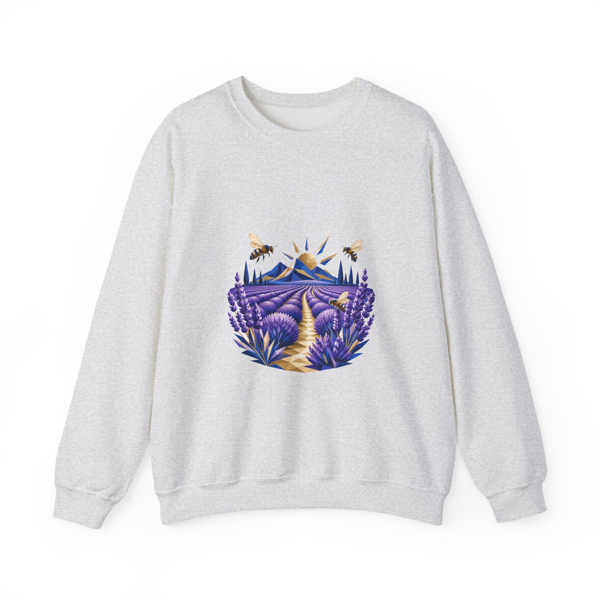 Matching Couple Sweatshirt - Lavender Fields & Canyon Matching Couple Comfort Colors Crew Geometric Art His Hers Love Gift - Design A