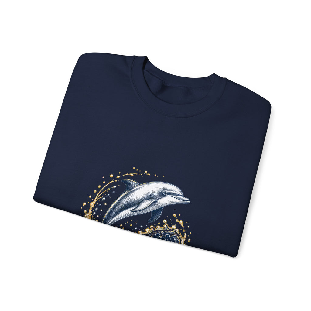 Matching Couple Sweatshirt - Shark & Dolphin Matching Couple Comfort Colors Crew Hand-Drawn Art His Hers Anniversary Gift - Design B