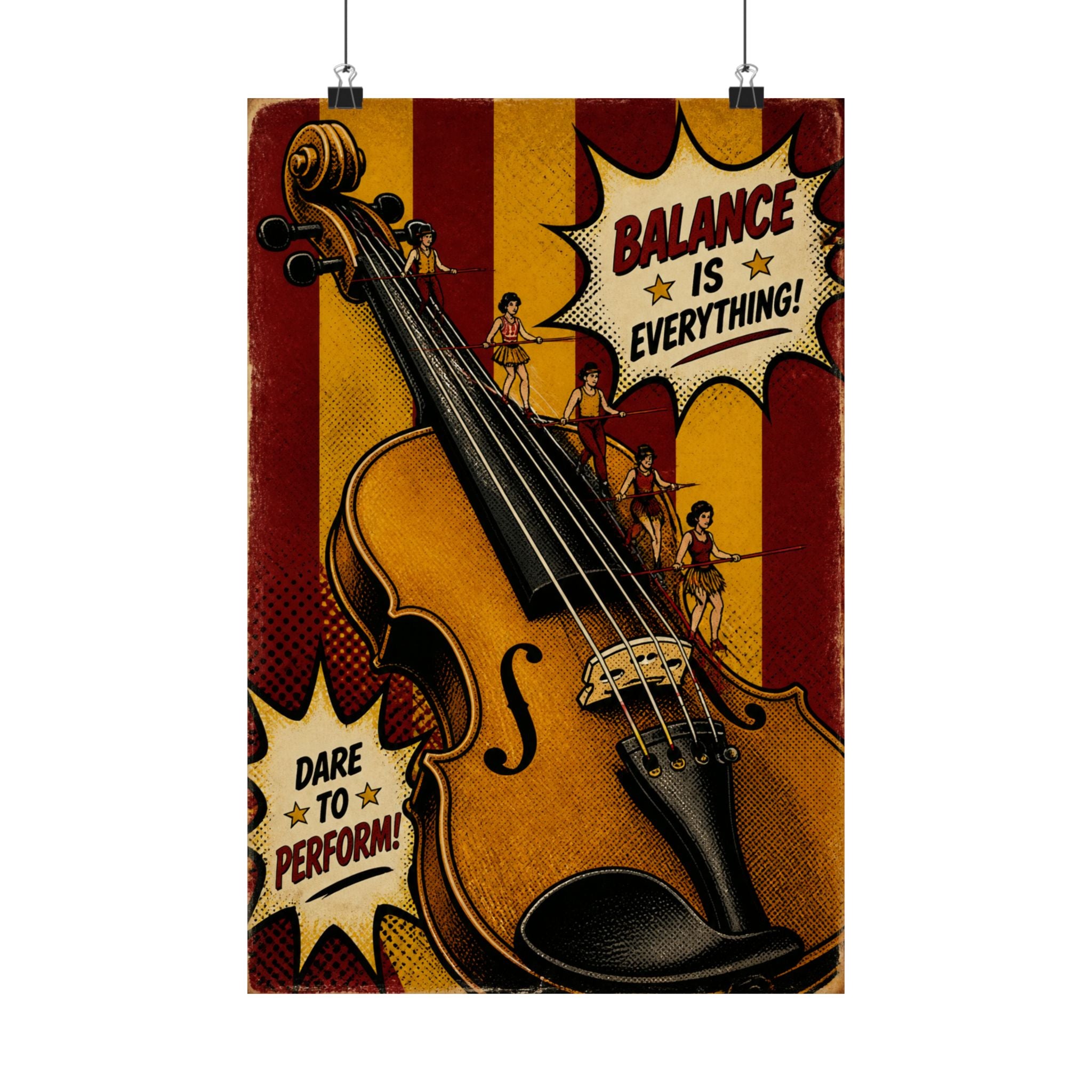 Violin Tightrope Bridge Wall Art Poster 18×24 Pop Art Living Room Decor Maximalist Print