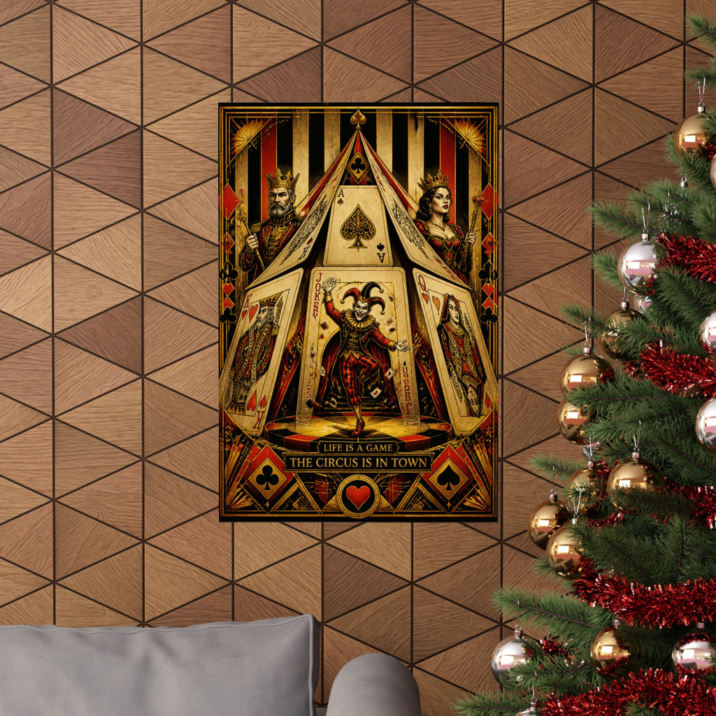 Playing Cards Tent Wall Art Poster 24×36 Art Deco Bar Area Decor Maximalist Print