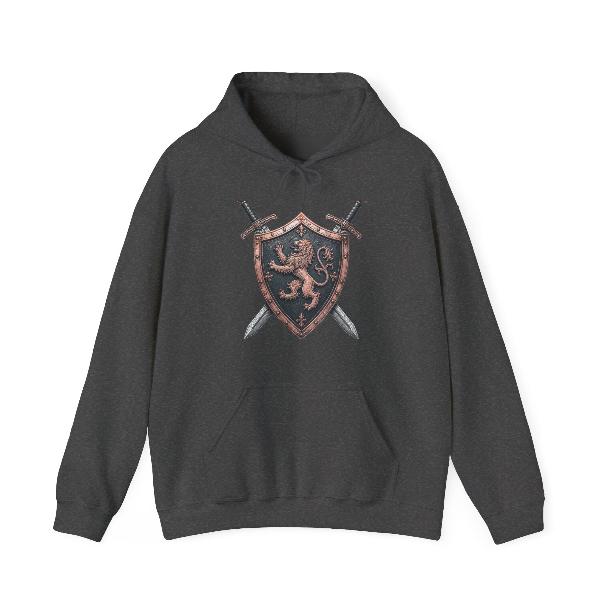 Matching Couple Sweatshirt - Crown & Shield Matching Couple Hooded Sweatshirt Hand-Drawn Art His Hers Best Friend Gift - Design B