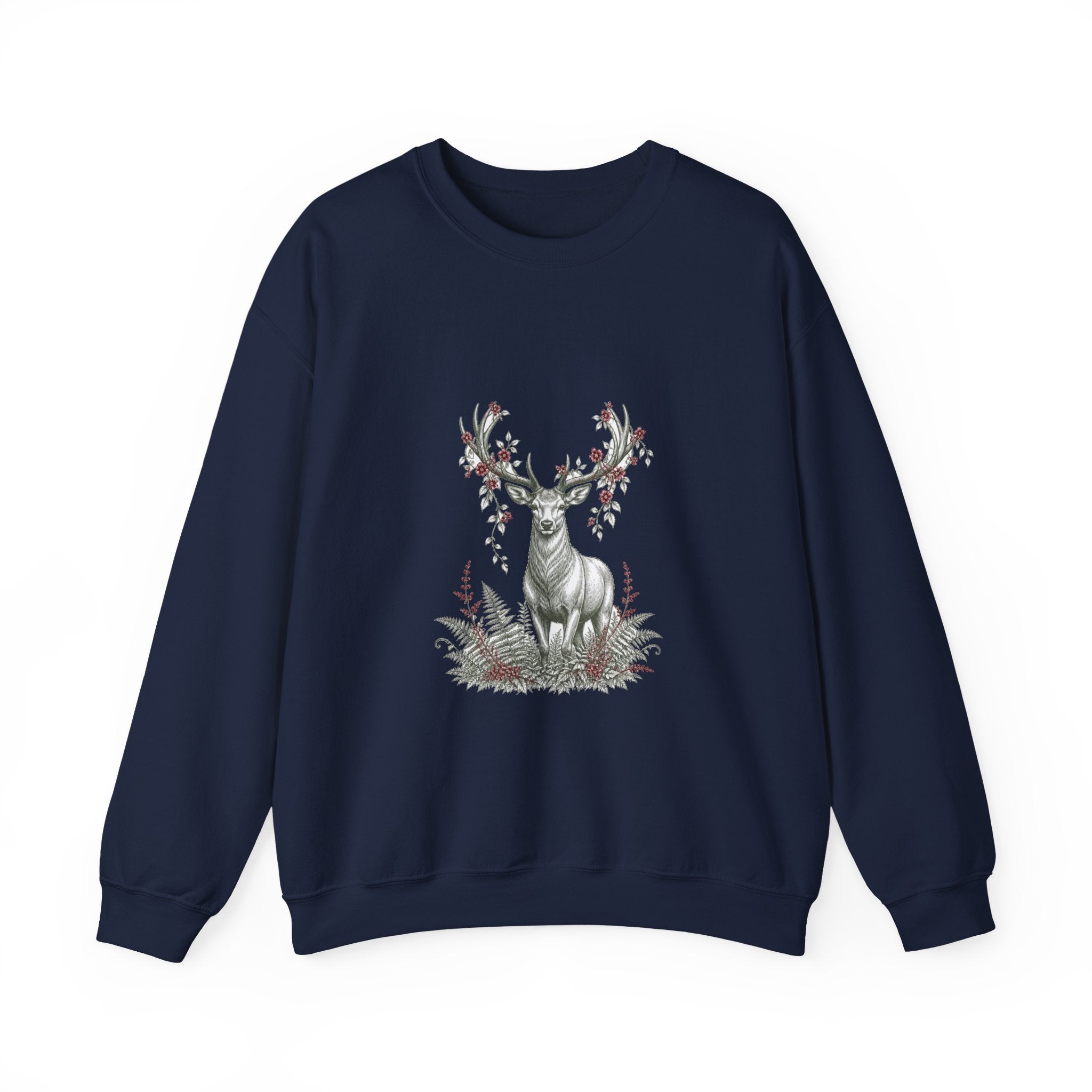 Matching Couple Sweatshirt - Bear & Deer Matching Couple Premium Fleece Sweatshirt Hand-Drawn Art His Hers Anniversary Gift - Design B