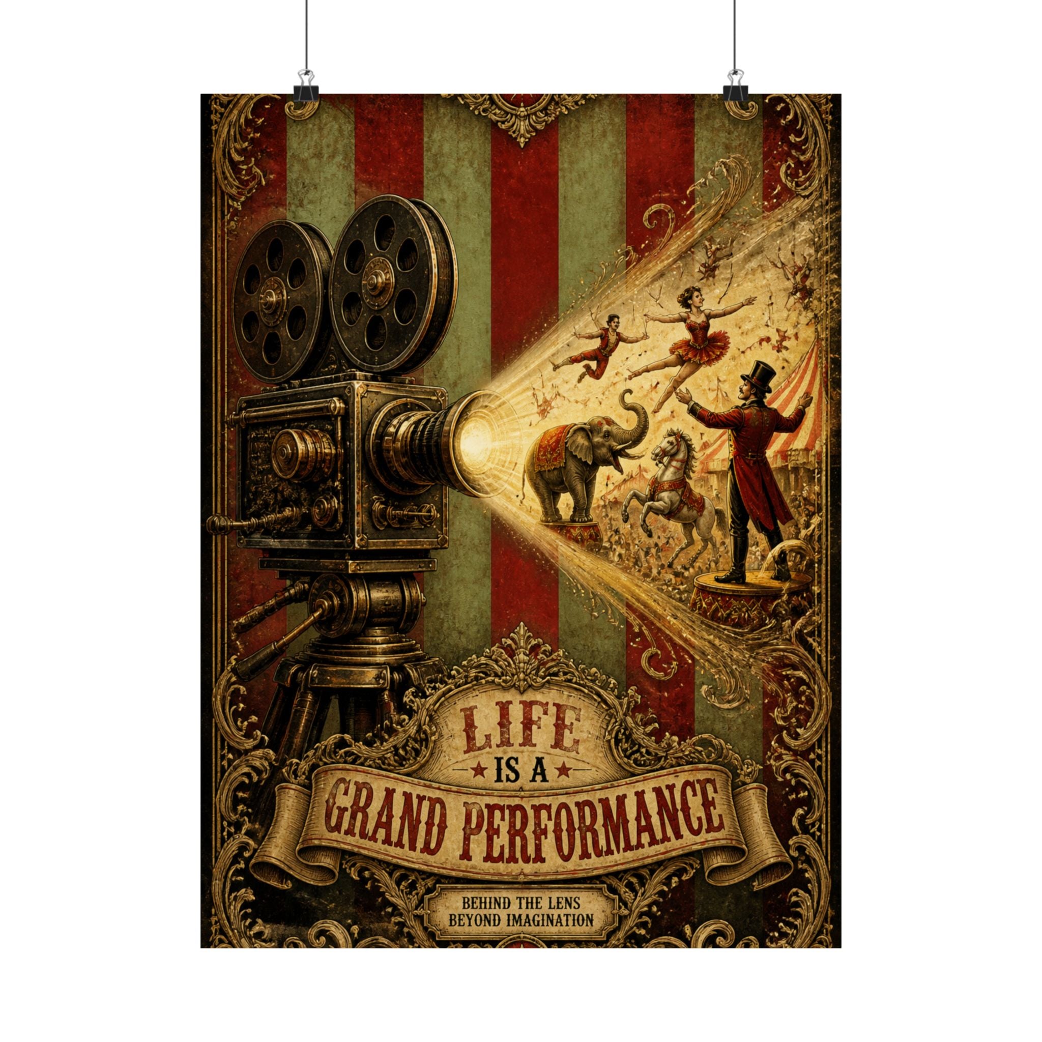 Film Camera Projector Show Wall Art Poster 18×24 Baroque Home Office Decor Maximalist Print