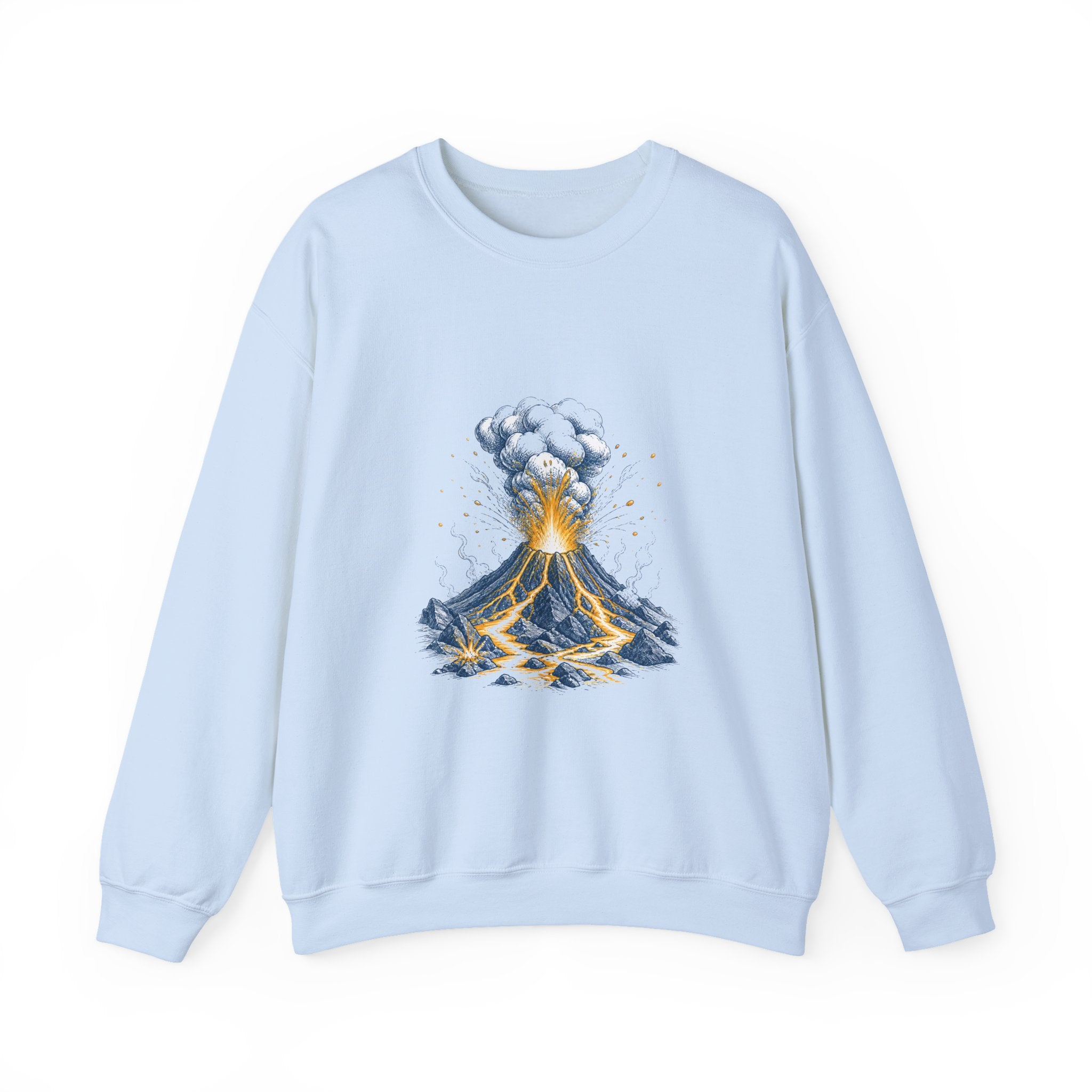 Matching Couple Sweatshirt - Volcano & Glacier Matching Couple Crewneck Sweatshirt Hand-Drawn Art His Hers Best Friend Gift - Design A