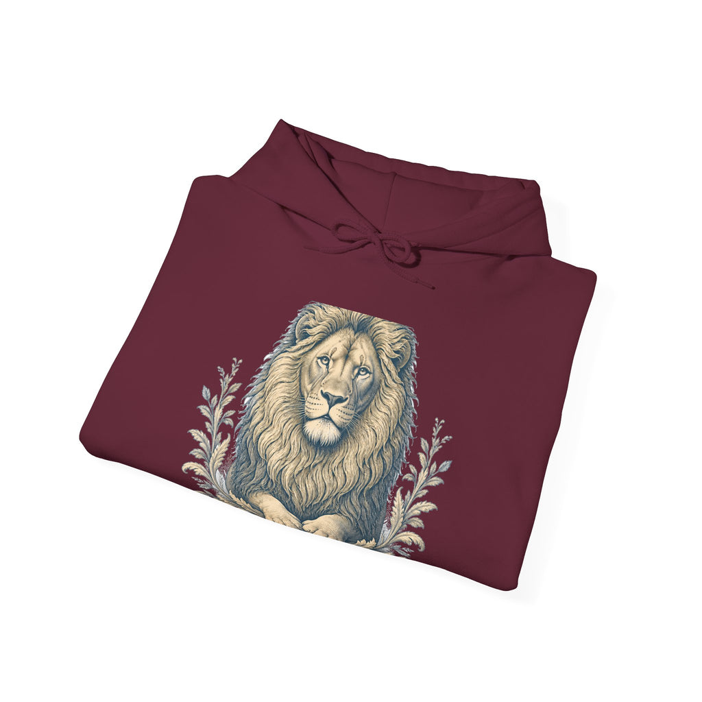 Matching Couple Sweatshirt - Lion & Lamb Matching Couple Hooded Sweatshirt Vintage Art His Hers Wedding Gift - Design A