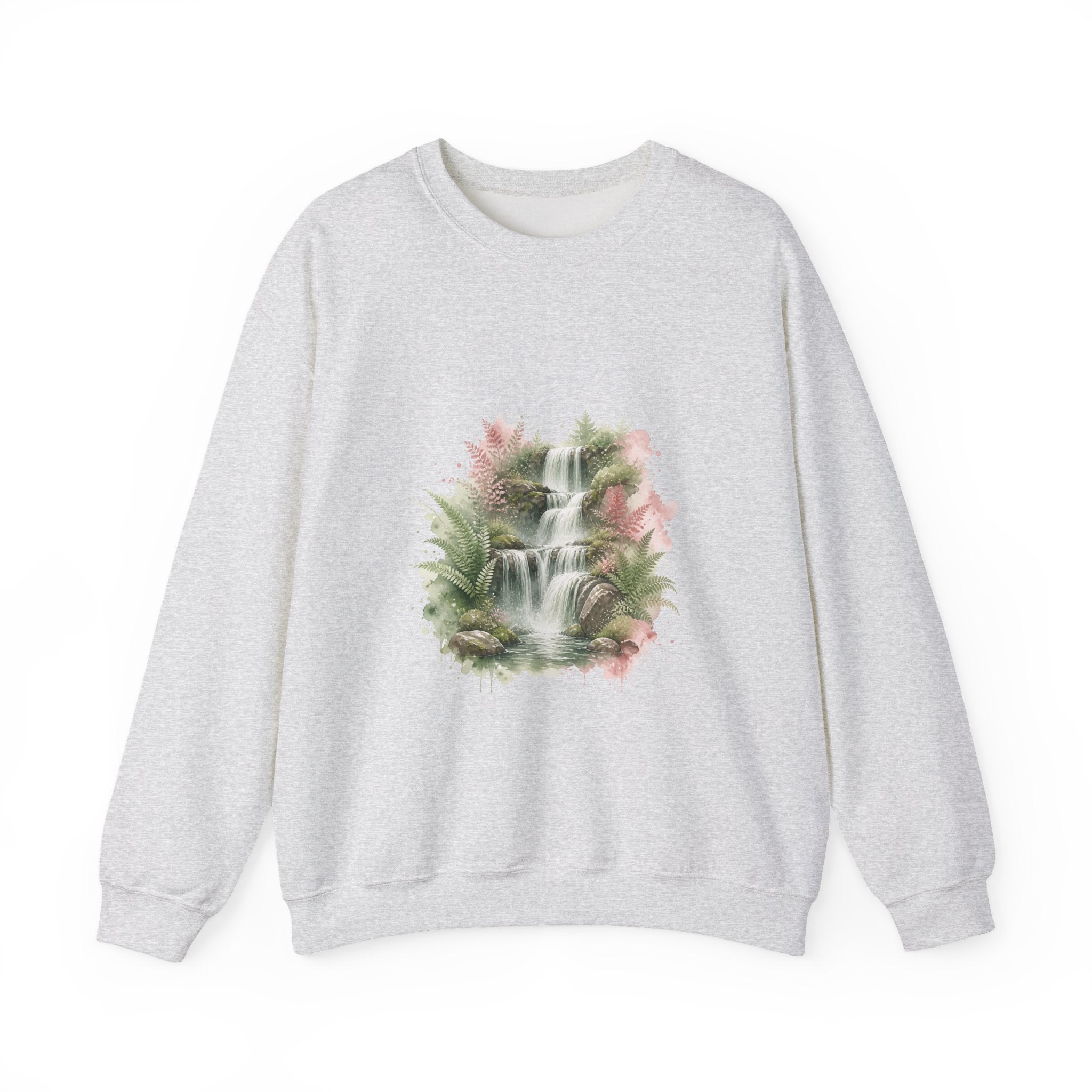 Matching Couple Sweatshirt - Wildfire & Waterfall Matching Couple Premium Fleece Sweatshirt Watercolor Art His Hers Birthday Gift - Design B