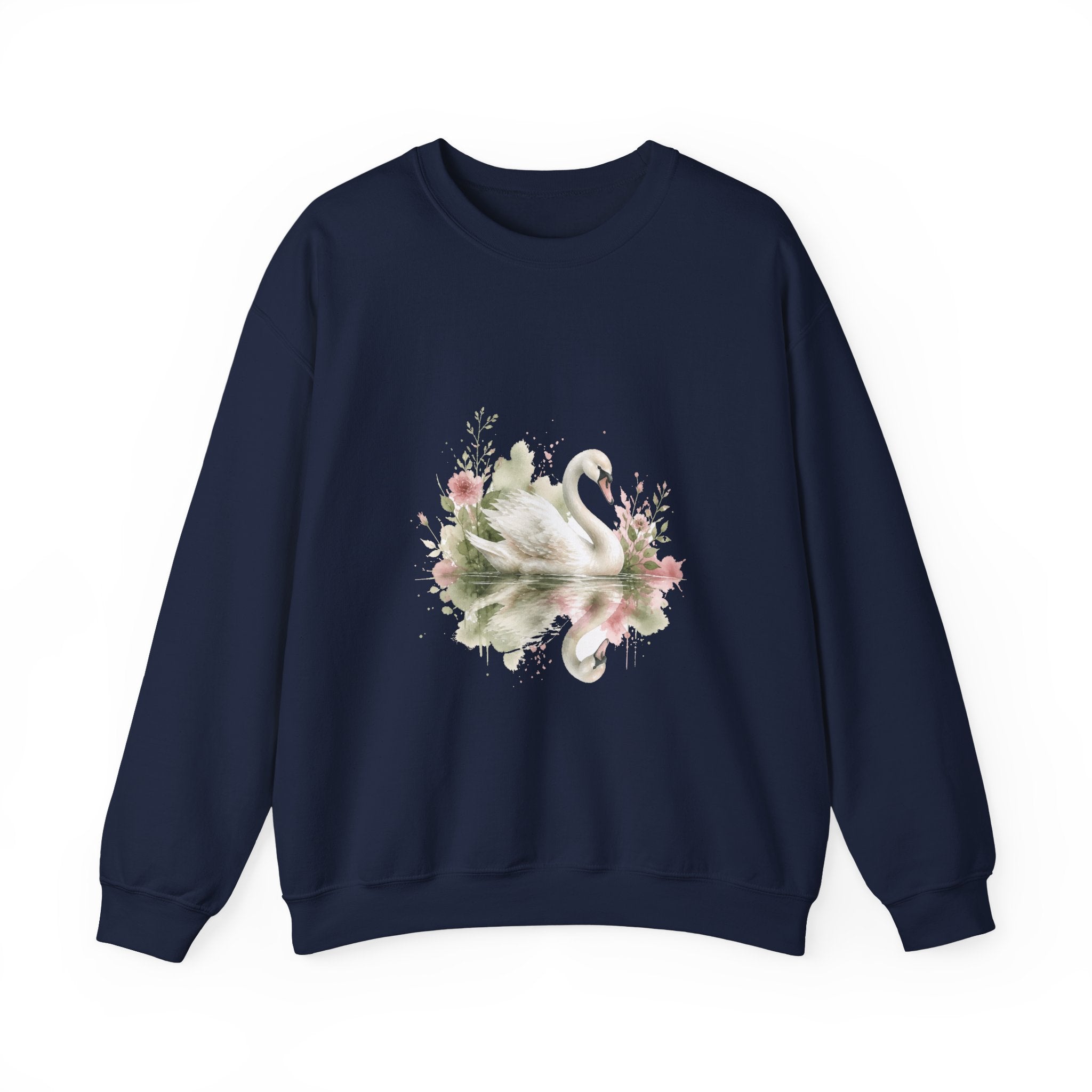 Matching Couple Sweatshirt - Raven & Swan Matching Couple Crewneck Sweatshirt Watercolor Art His Hers Engagement Gift - Design B