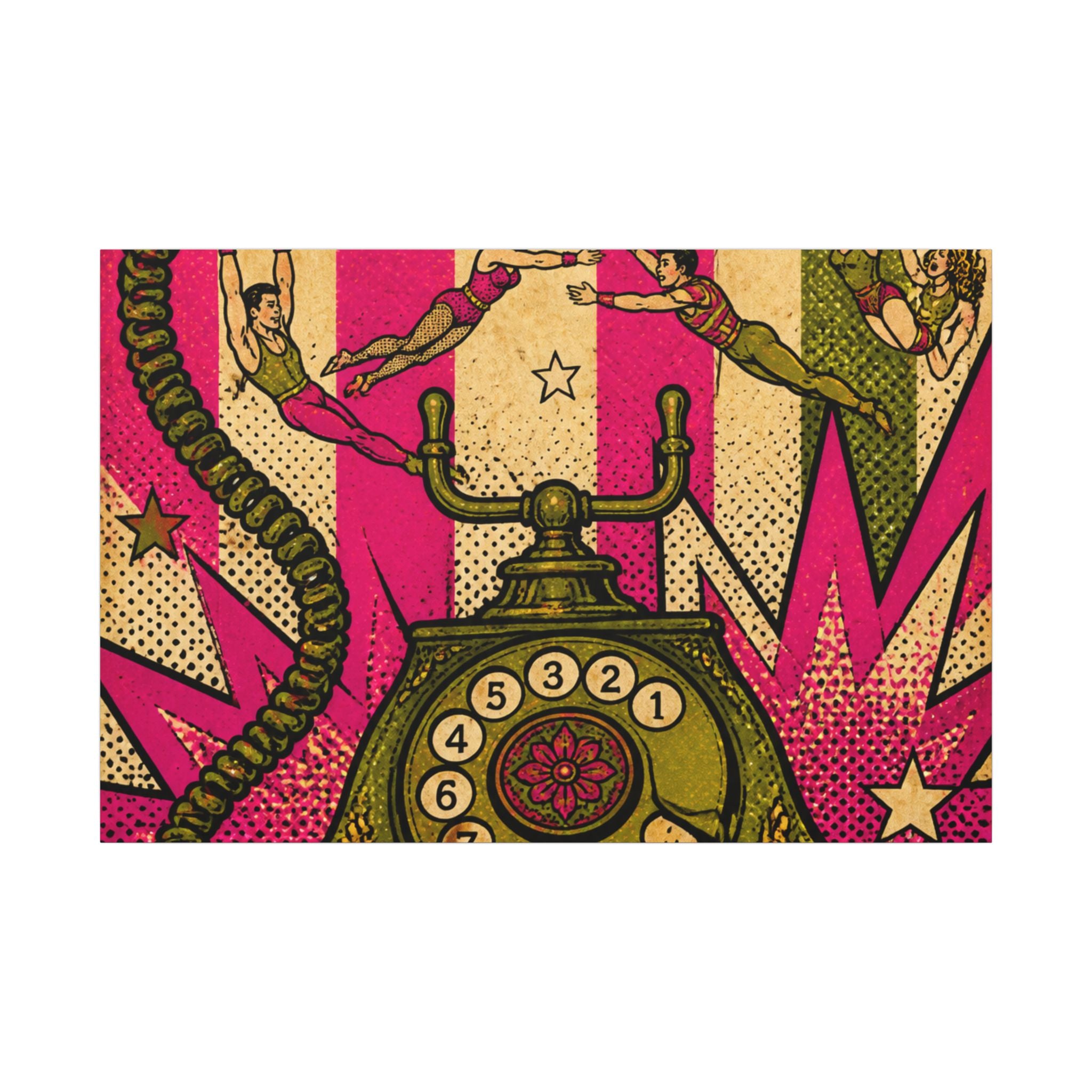 Vintage Telephone Booth Wall Art Canvas 24×36 Pop Art Restaurant Decor Maximalist Print