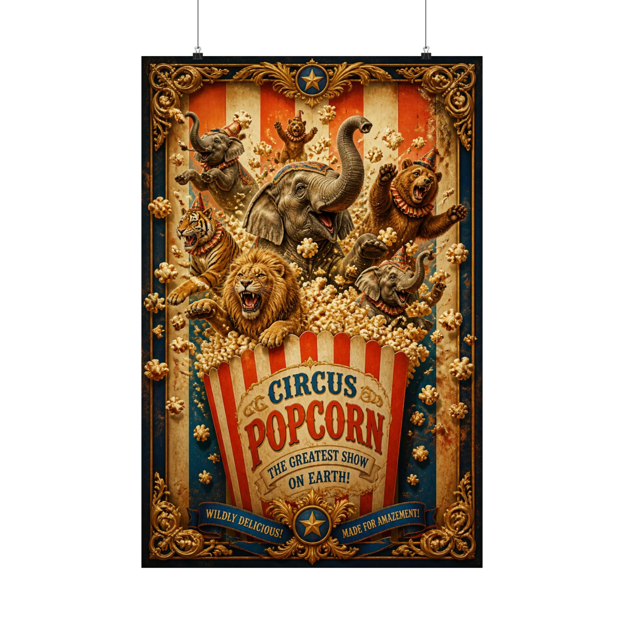Popcorn Box Animals Wall Art Poster 18×24 Baroque Home Office Decor Maximalist Print