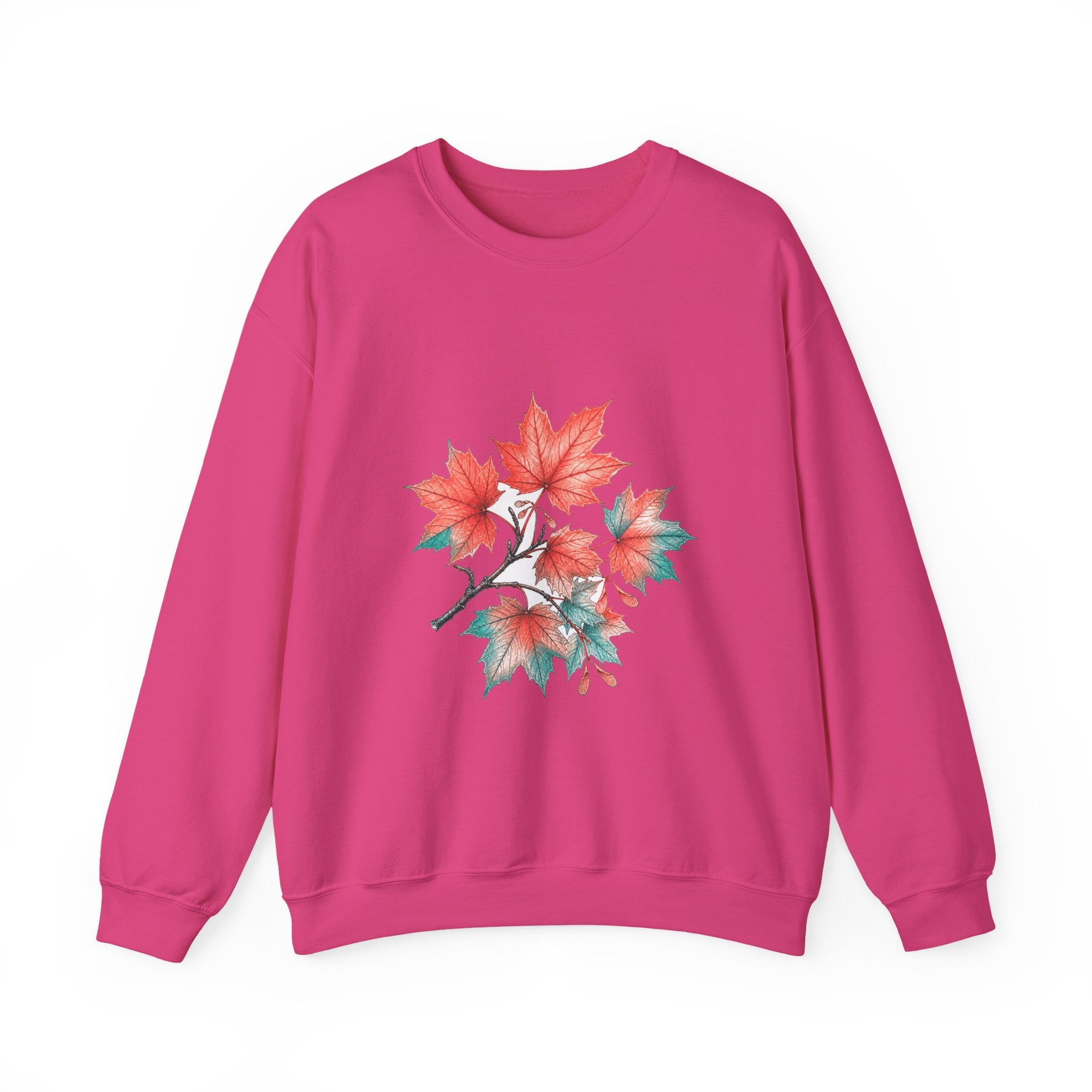 Matching Couple Sweatshirt - Cherry Blossom & Maple Leaf Matching Couple Premium Fleece Sweatshirt Hand-Drawn Art His Hers Anniversary Gift - Design B