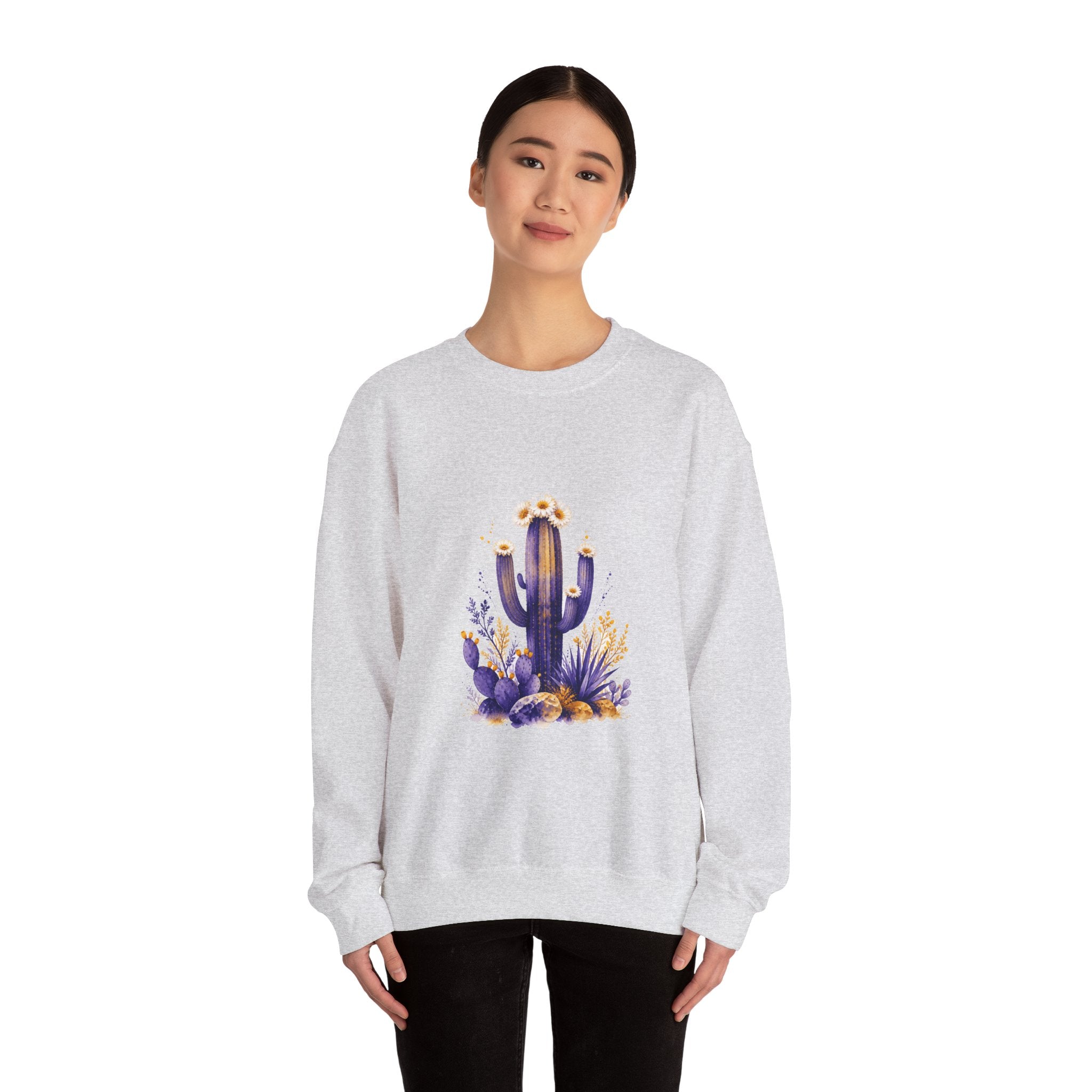 Matching Couple Sweatshirt - Desert & Rainforest Matching Couple Crewneck Sweatshirt Watercolor Art His Hers Engagement Gift - Design A