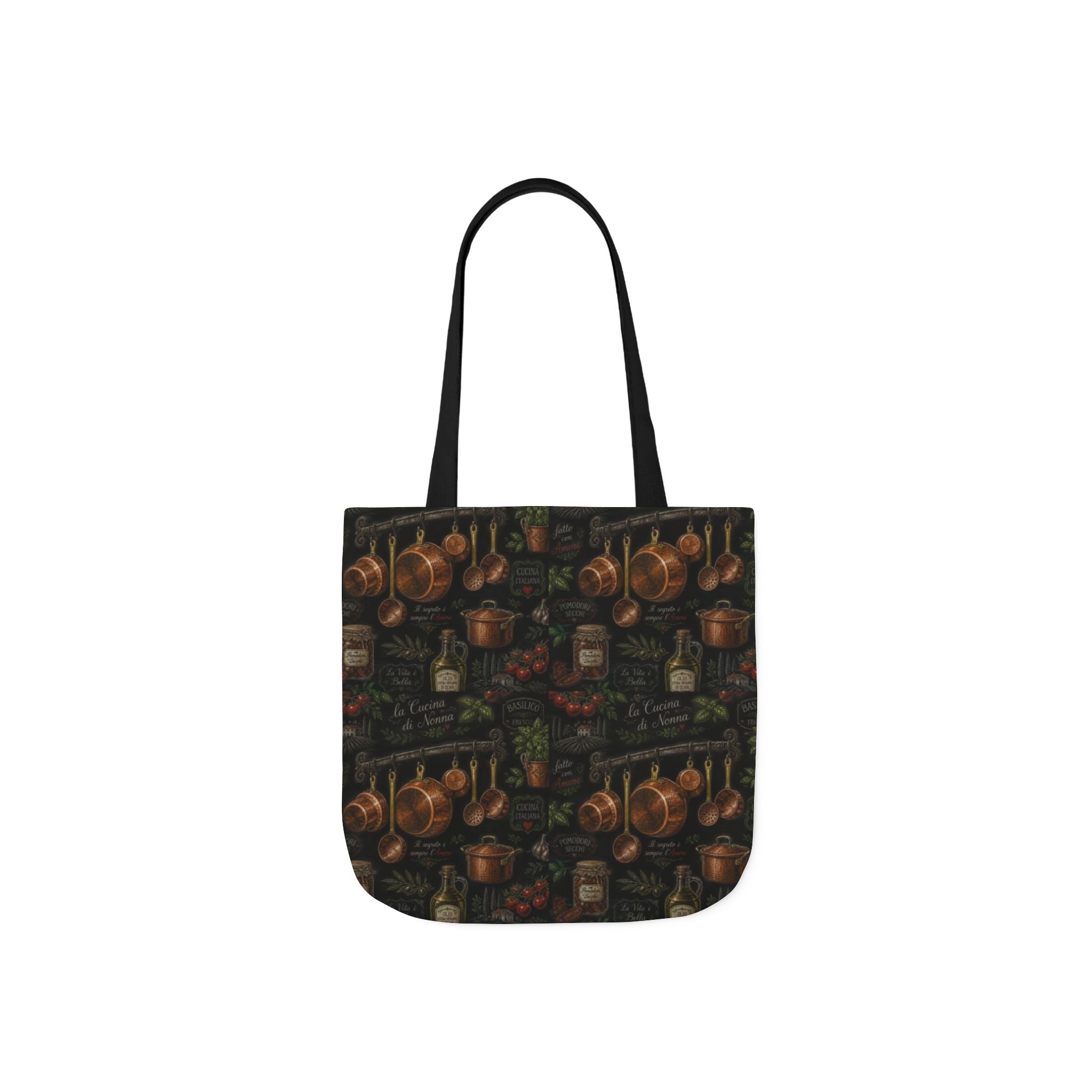 Copper Cookware Canvas Tote Bag Mediterranean Kitchen Chalk Art Design Italian Cottagecore Gift