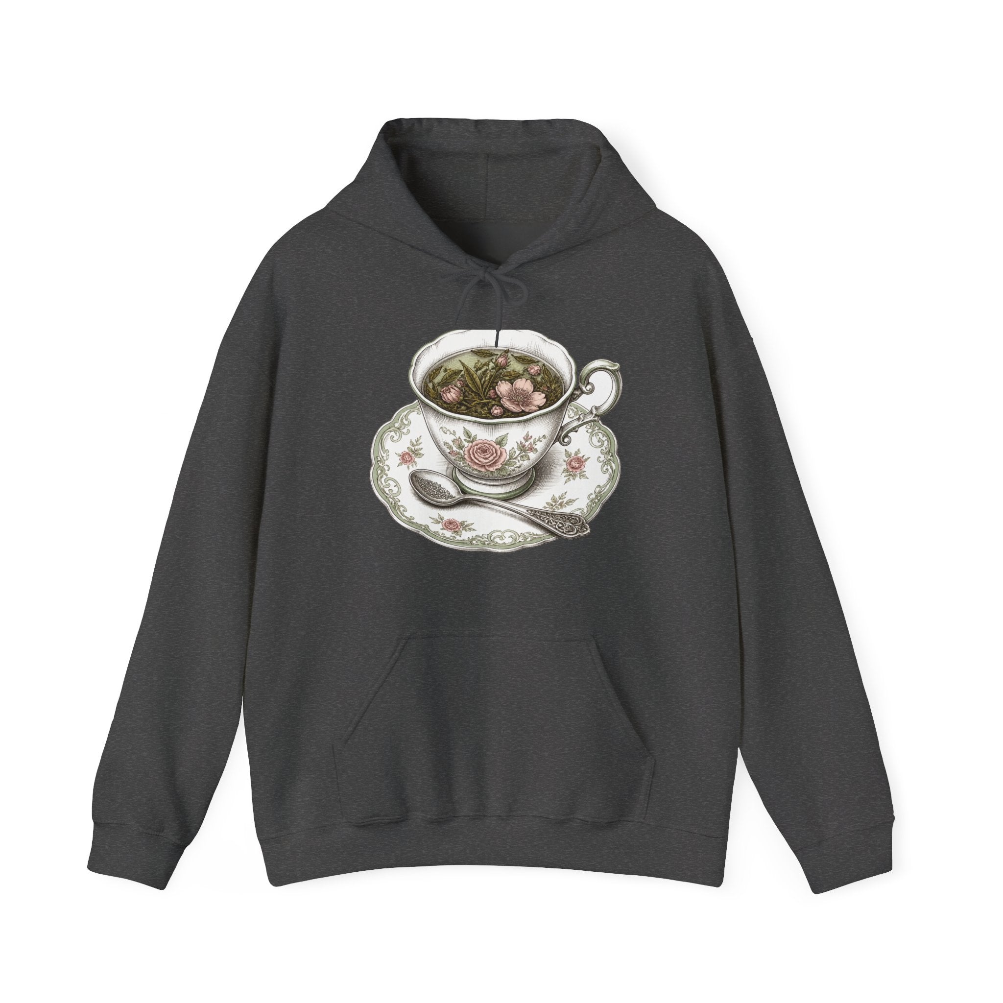Matching Couple Sweatshirt - Coffee & Tea Matching Couple Hooded Sweatshirt Hand-Drawn Art His Hers Best Friend Gift - Design B