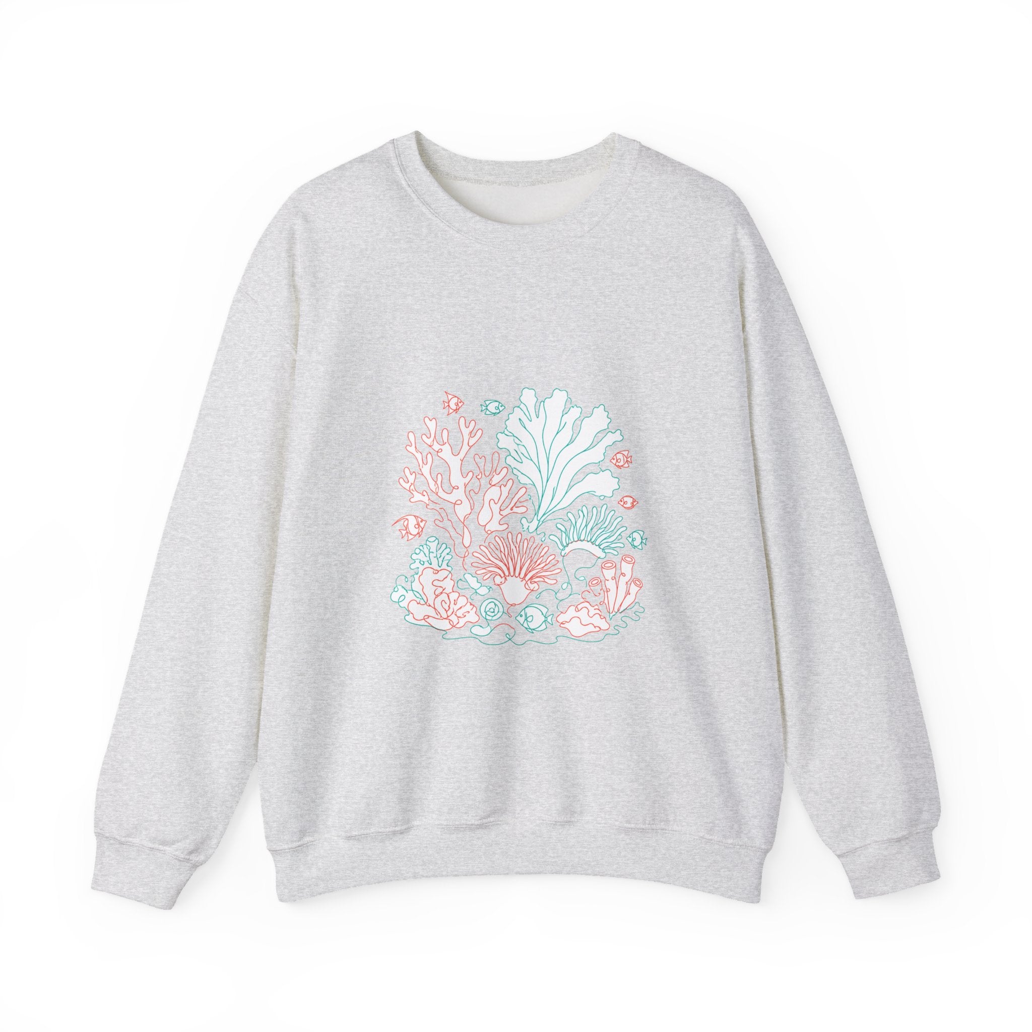 Matching Couple Sweatshirt - Coral Reef & Deep Sea Matching Couple Crewneck Sweatshirt Minimalist Art His Hers Valentine Gift - Design A