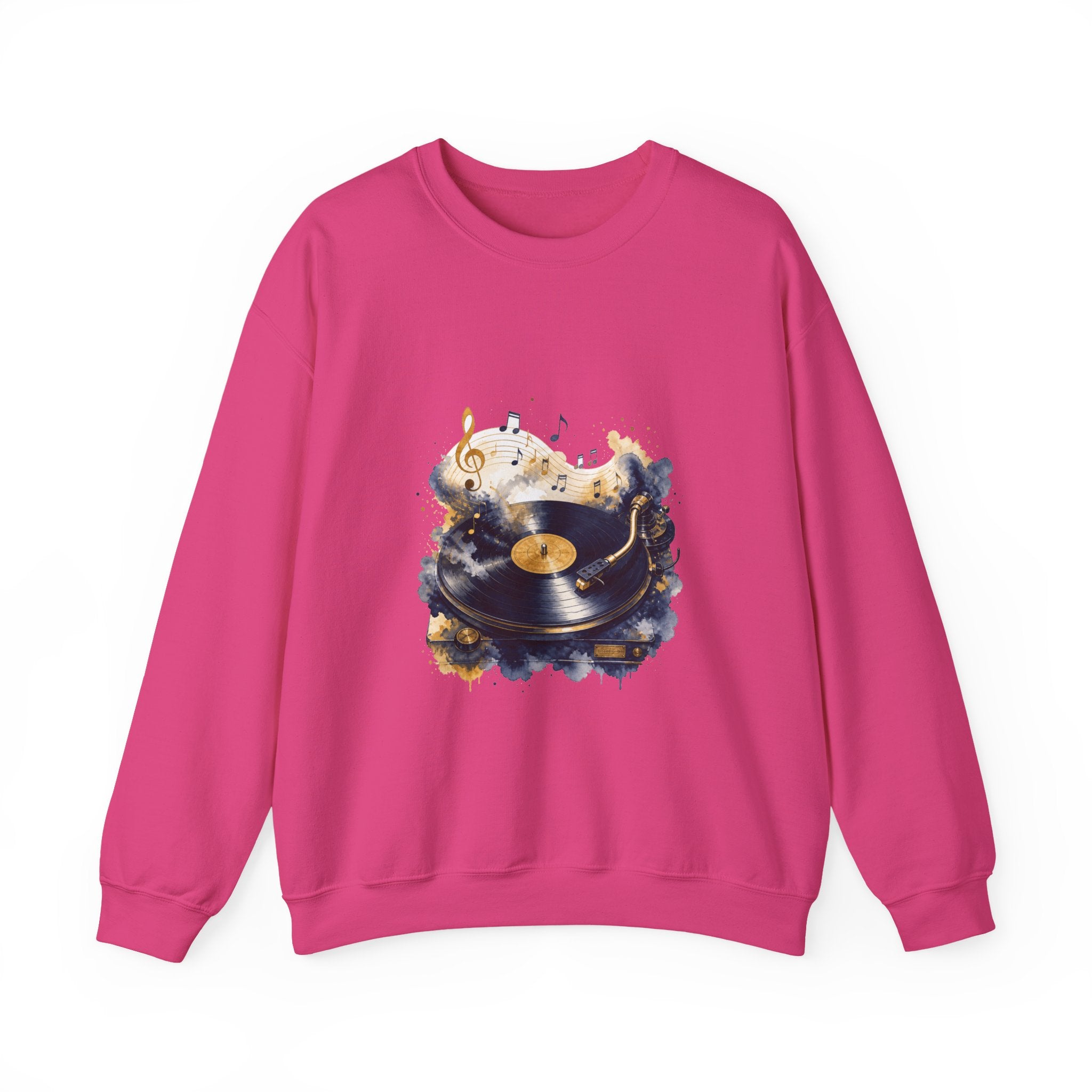 Matching Couple Sweatshirt - Vinyl & Cassette Matching Couple Crewneck Sweatshirt Watercolor Art His Hers Engagement Gift - Design A