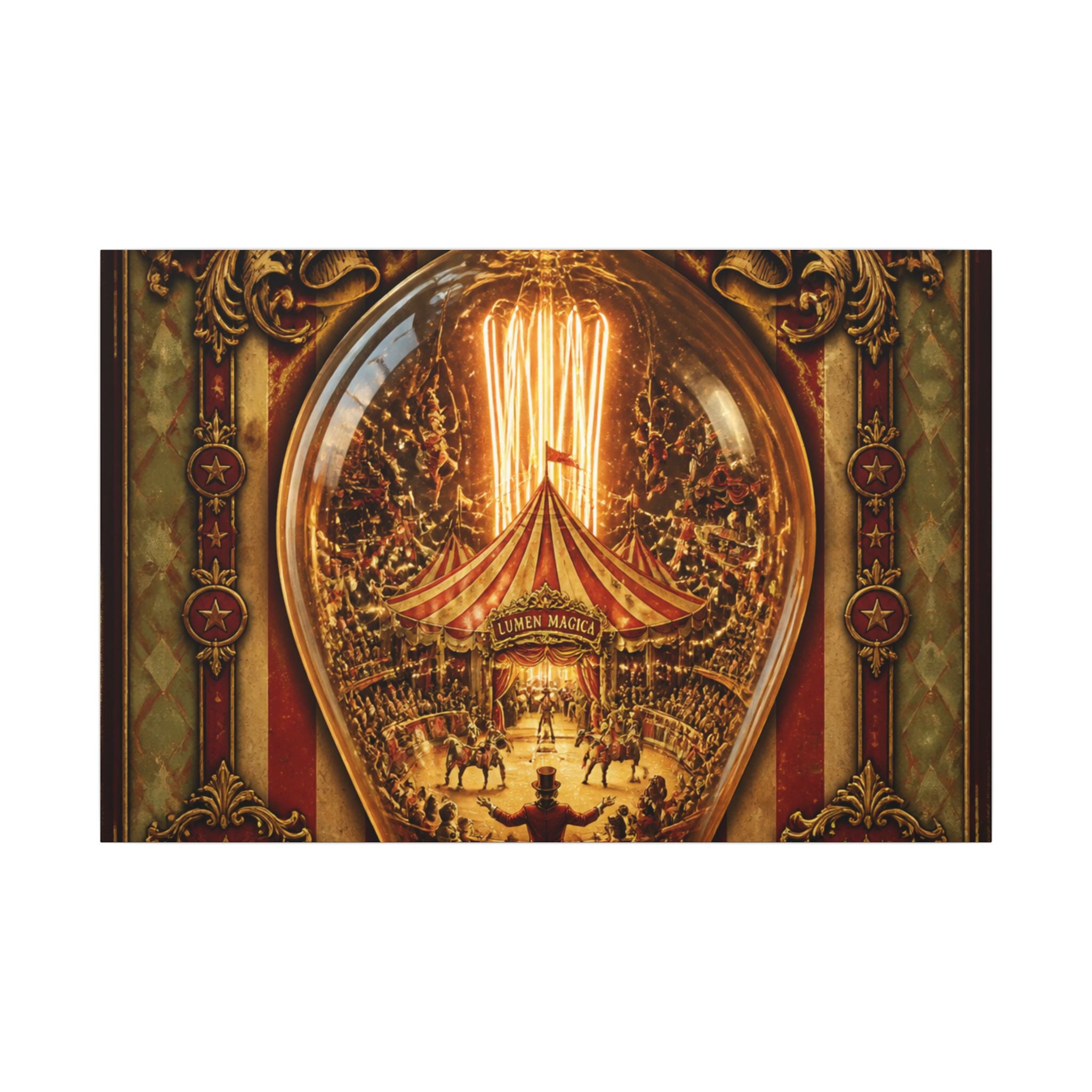 Light Bulb Circus Wall Art Canvas 16×20 Baroque Home Office Decor Maximalist Print