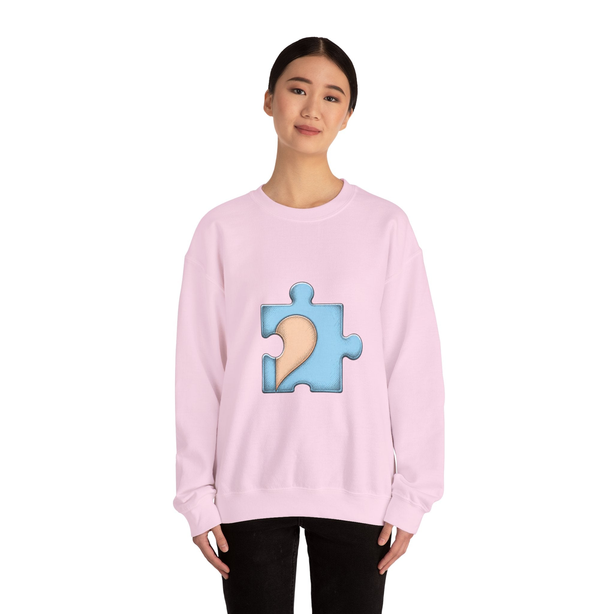 Matching Couple Sweatshirt - Puzzle Pieces Matching Couple Crewneck Sweatshirt Hand-Drawn Art His Hers Best Friend Gift - Design B