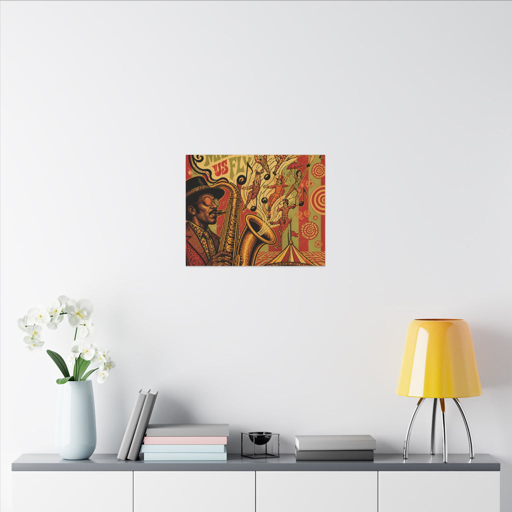 Saxophone Music Circus Wall Art Canvas 24×36 Psychedelic Dining Room Decor Maximalist Print