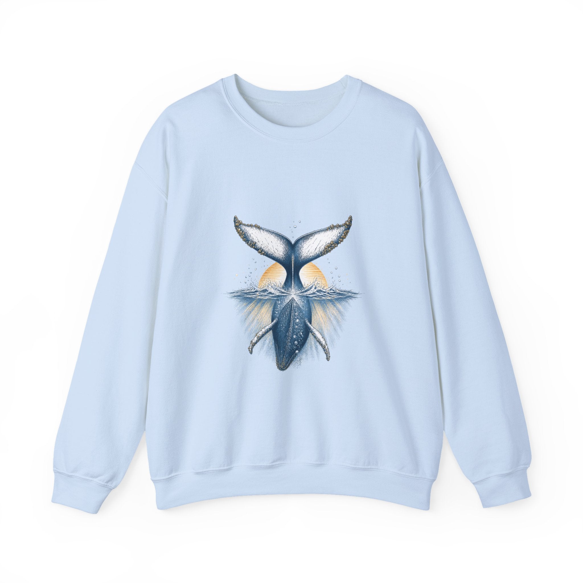 Matching Couple Sweatshirt - Eagle & Whale Matching Couple Premium Fleece Sweatshirt Hand-Drawn Art His Hers Anniversary Gift - Design B