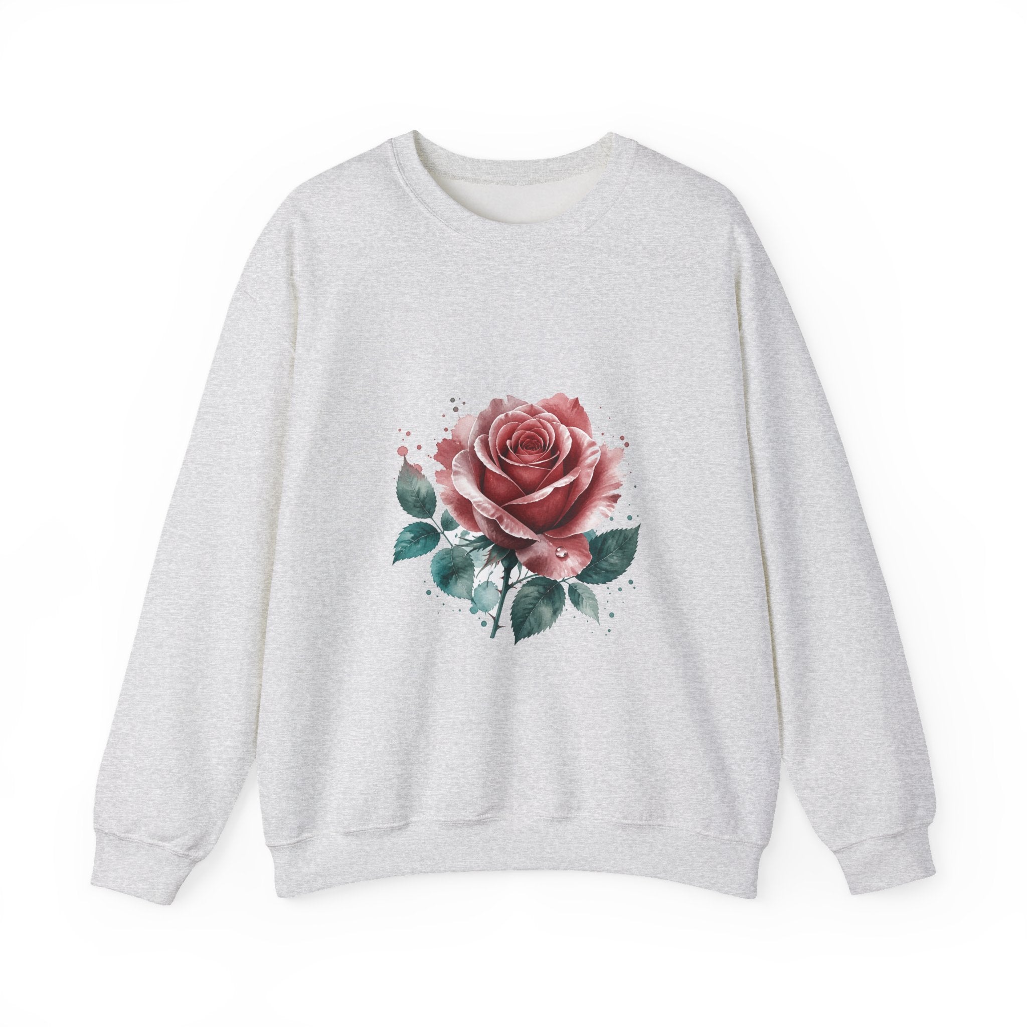 Matching Couple Sweatshirt - Rose & Thorn Matching Couple Crewneck Sweatshirt Watercolor Art His Hers Engagement Gift - Design A