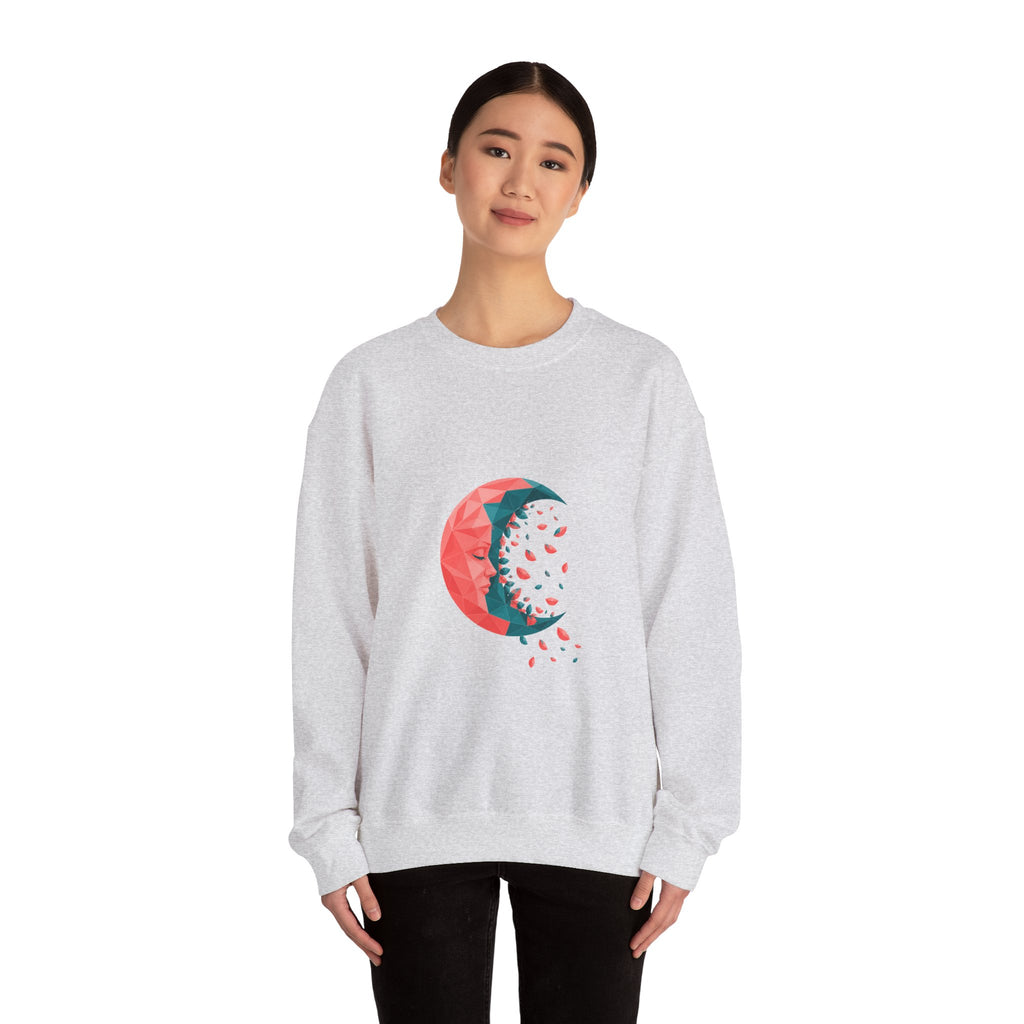Matching Couple Sweatshirt - Waxing & Waning Moon Matching Couple Crewneck Sweatshirt Geometric Art His Hers Couple Gift - Design B