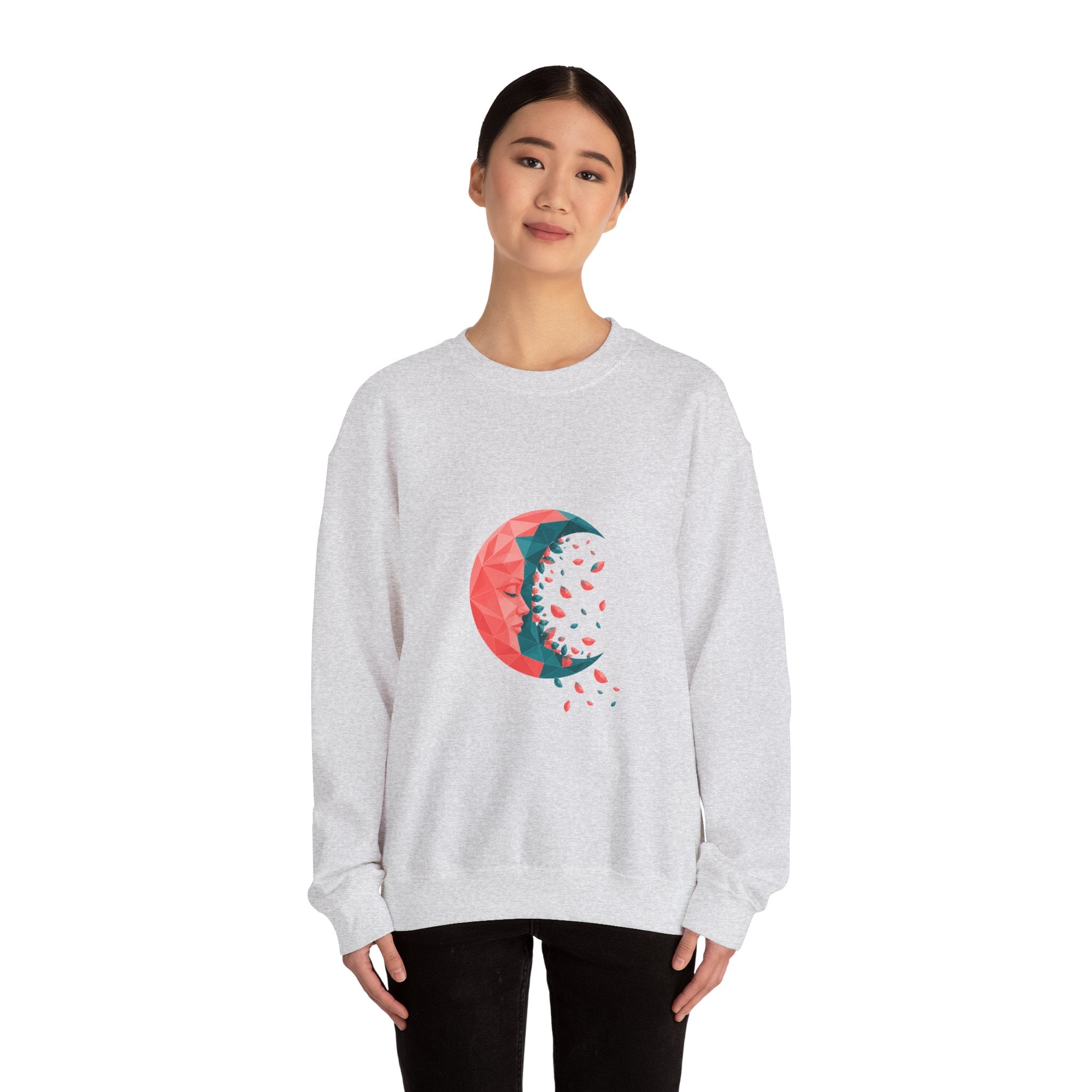 Matching Couple Sweatshirt - Waxing & Waning Moon Matching Couple Crewneck Sweatshirt Geometric Art His Hers Couple Gift - Design B