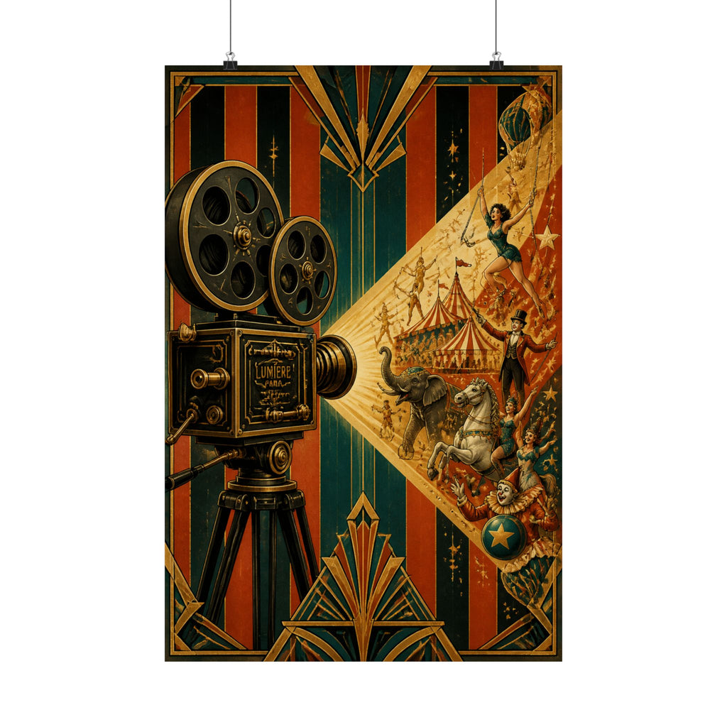 Film Camera Projector Show Wall Art Poster 24×36 Art Deco Bar Area Decor Maximalist Print