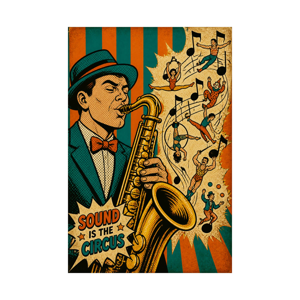 Saxophone Music Circus Wall Art Poster 24×36 Pop Art Restaurant Decor Maximalist Print