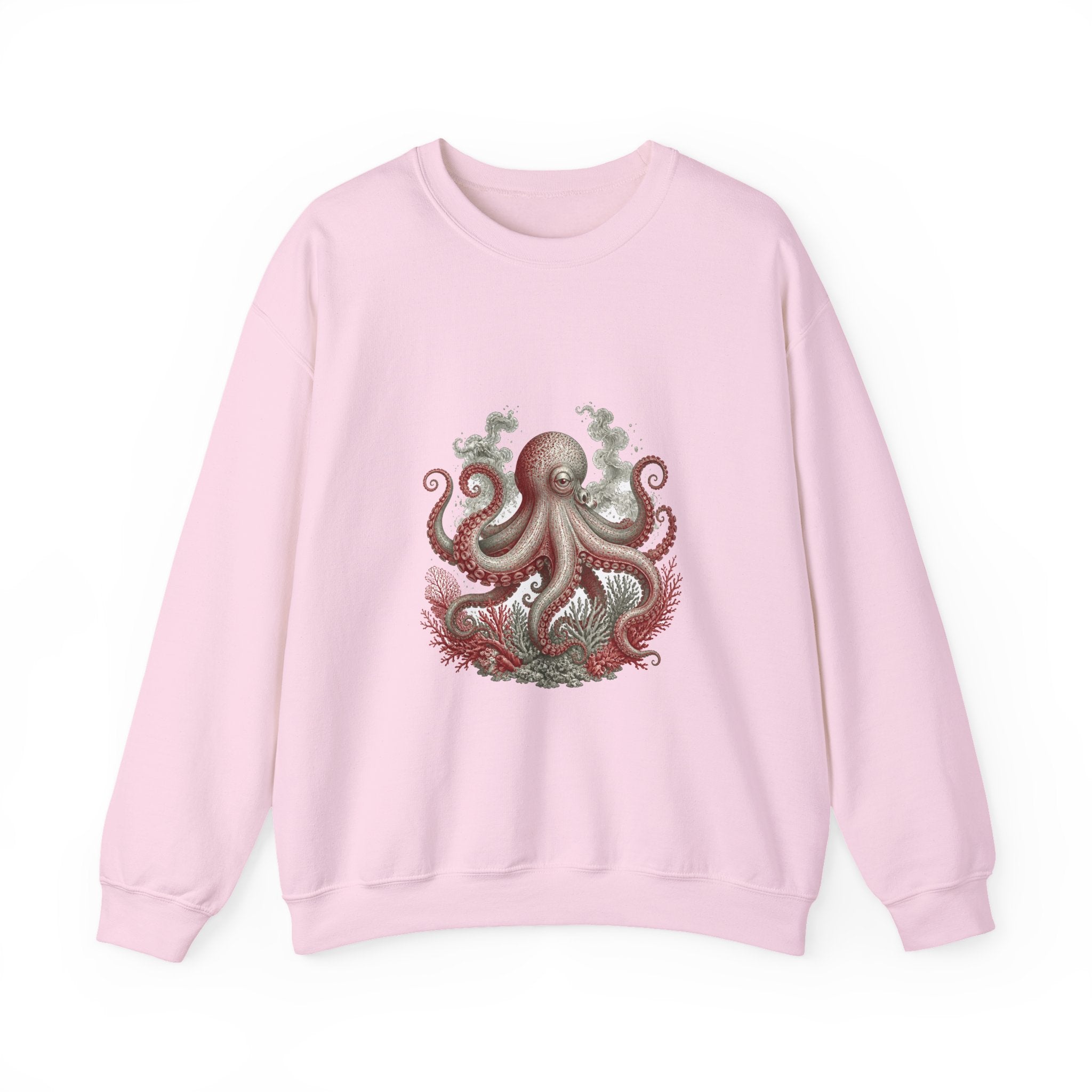 Matching Couple Sweatshirt - Octopus & Jellyfish Matching Couple Crewneck Sweatshirt Vintage Art His Hers Wedding Gift - Design A