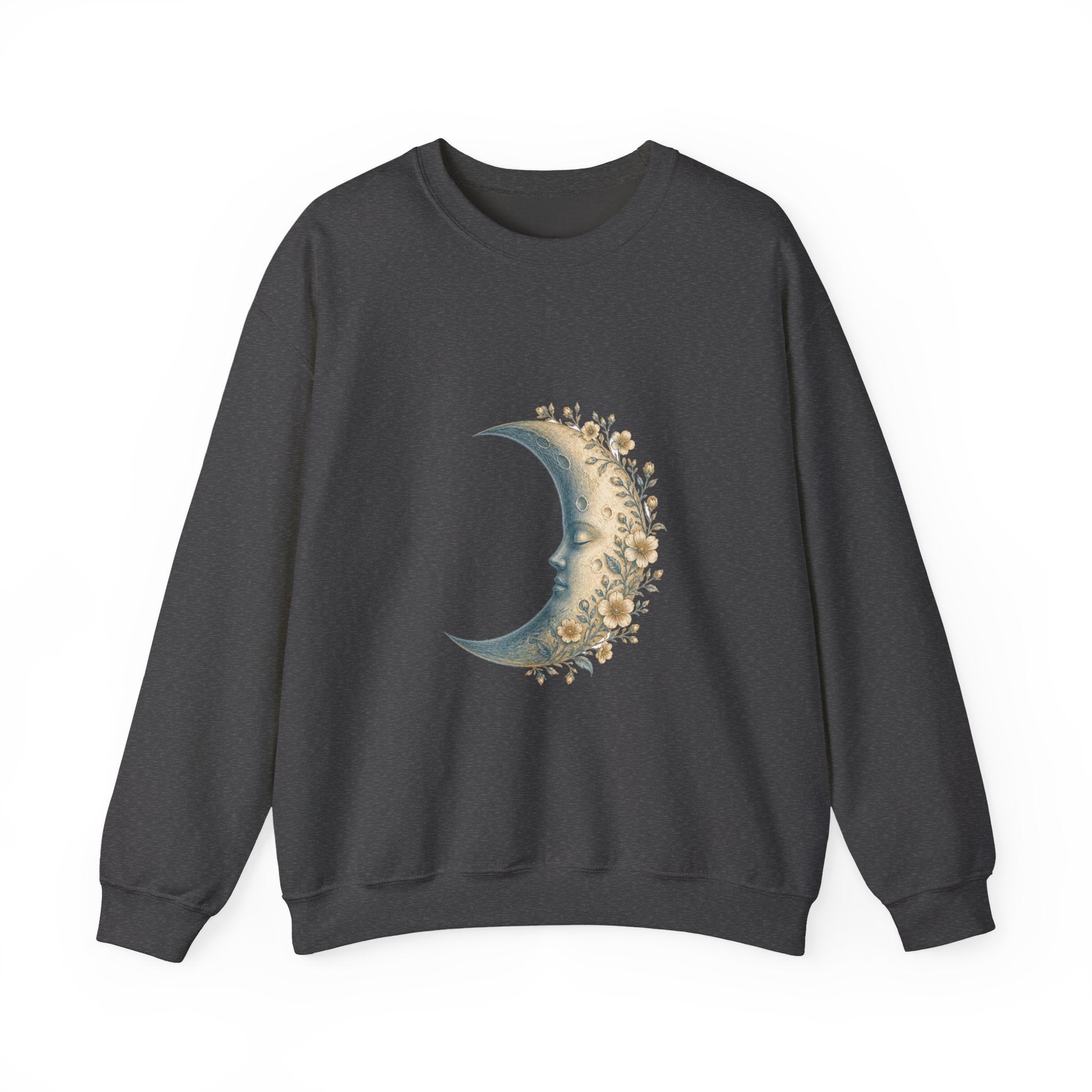 Matching Couple Sweatshirt - Waxing & Waning Moon Matching Couple Comfort Colors Crew Vintage Art His Hers Honeymoon Gift - Design A