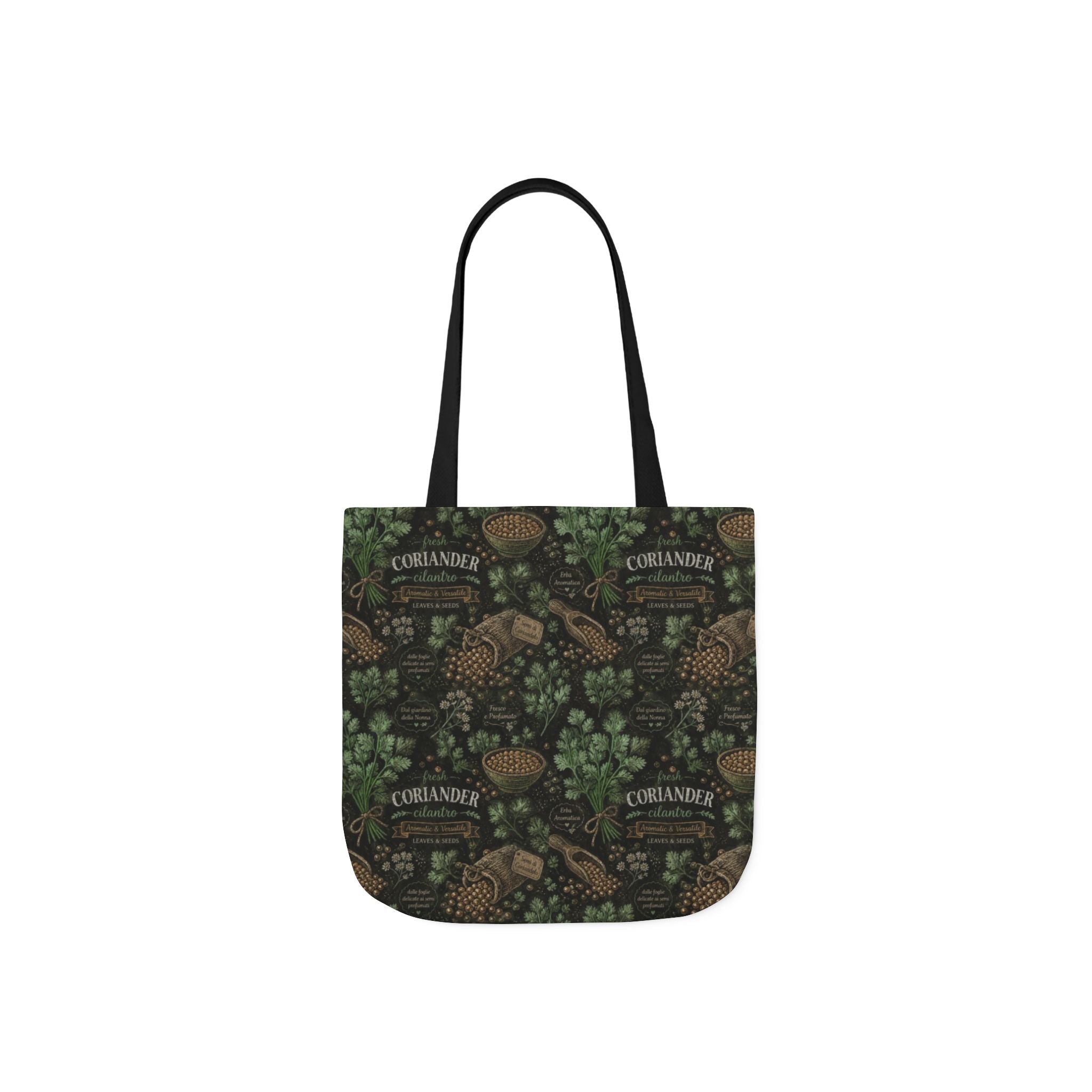 Coriander & Seeds Canvas Tote Bag Mediterranean Kitchen Chalk Art Design Italian Cottagecore Gift