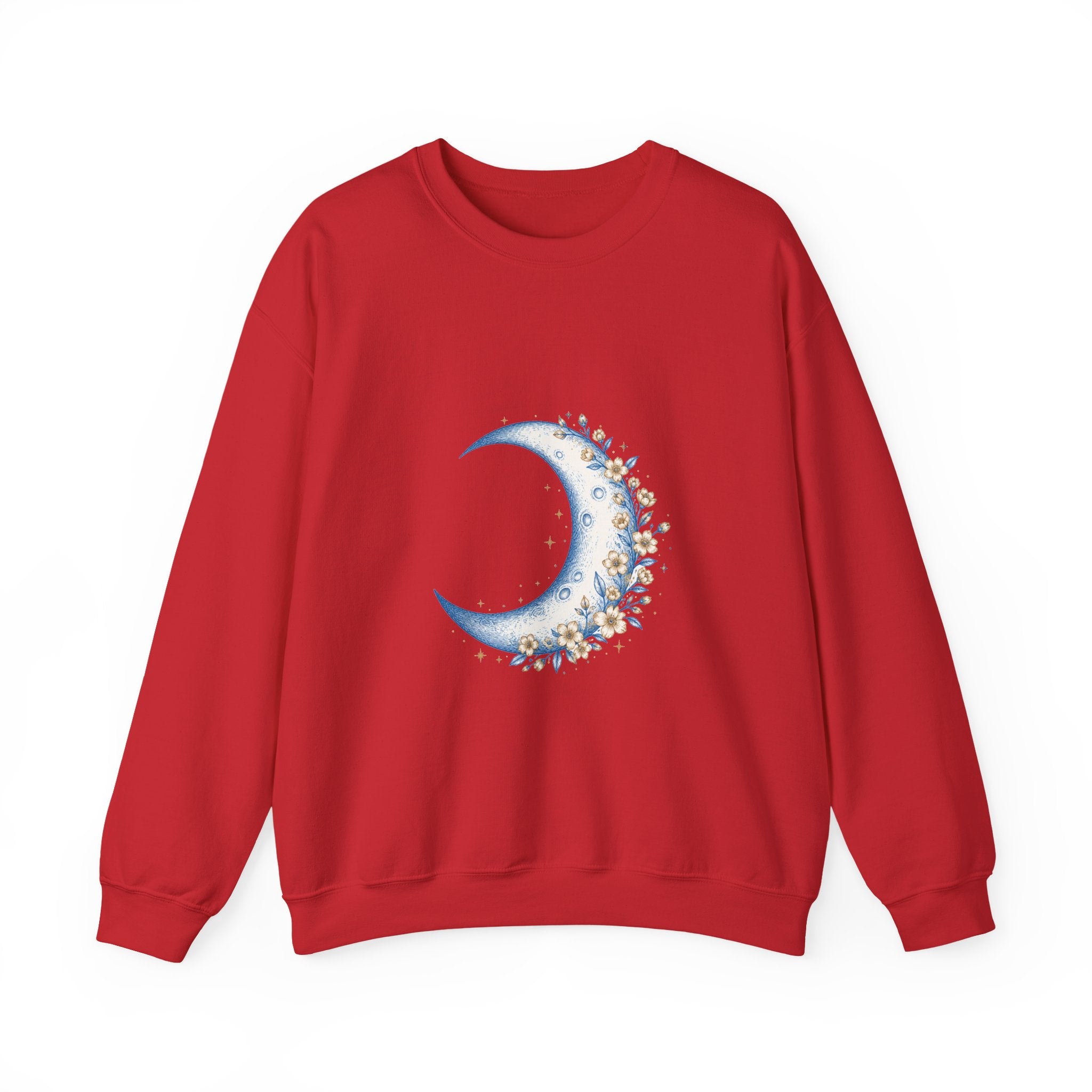 Matching Couple Sweatshirt - Waxing & Waning Moon Matching Couple Crewneck Sweatshirt Hand-Drawn Art His Hers Best Friend Gift - Design A