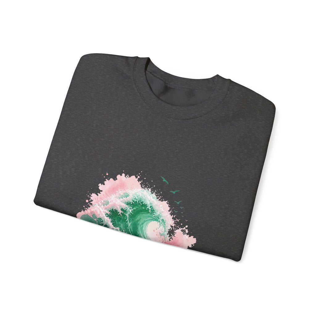 Matching Couple Sweatshirt - Mountain & Ocean Matching Couple Comfort Colors Crew Watercolor Art His Hers Birthday Gift - Design B
