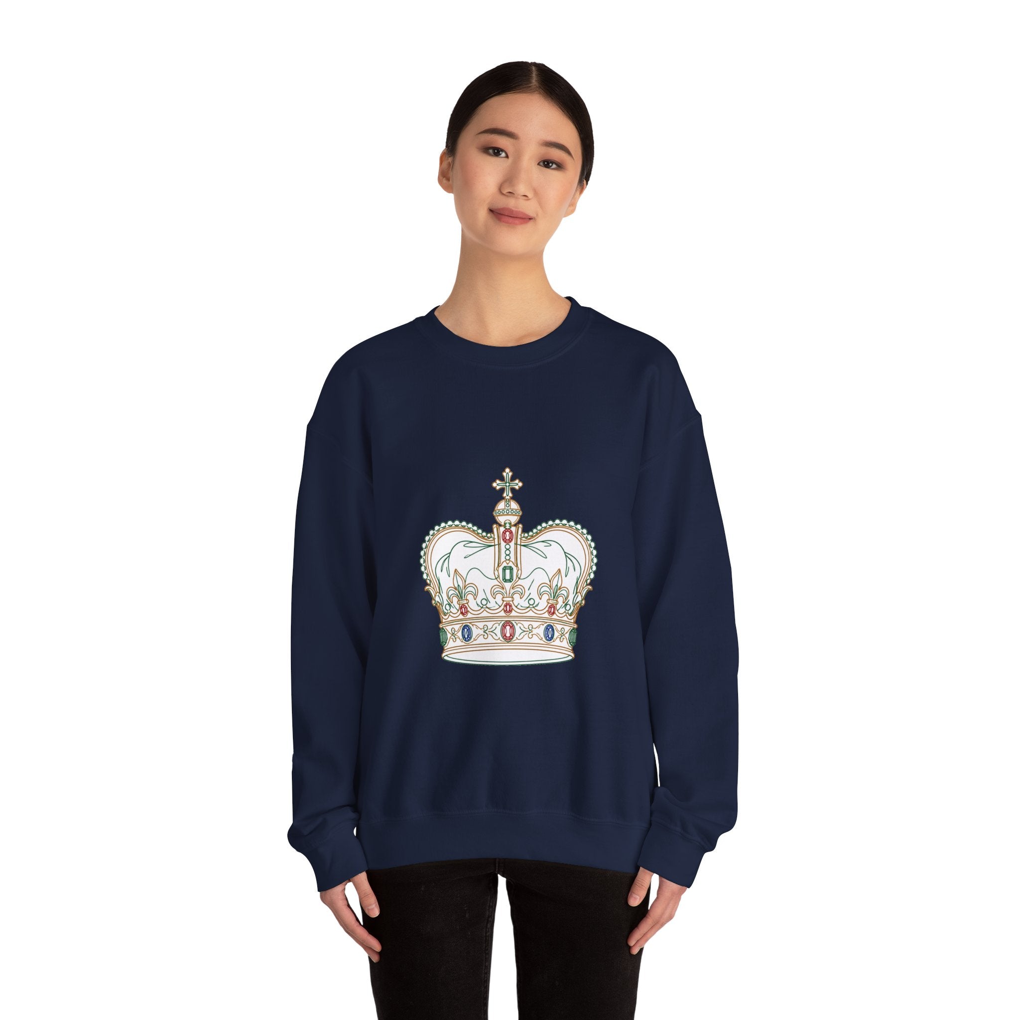 Matching Couple Sweatshirt - Crown & Shield Matching Couple Premium Fleece Sweatshirt Minimalist Art His Hers Christmas Gift - Design A